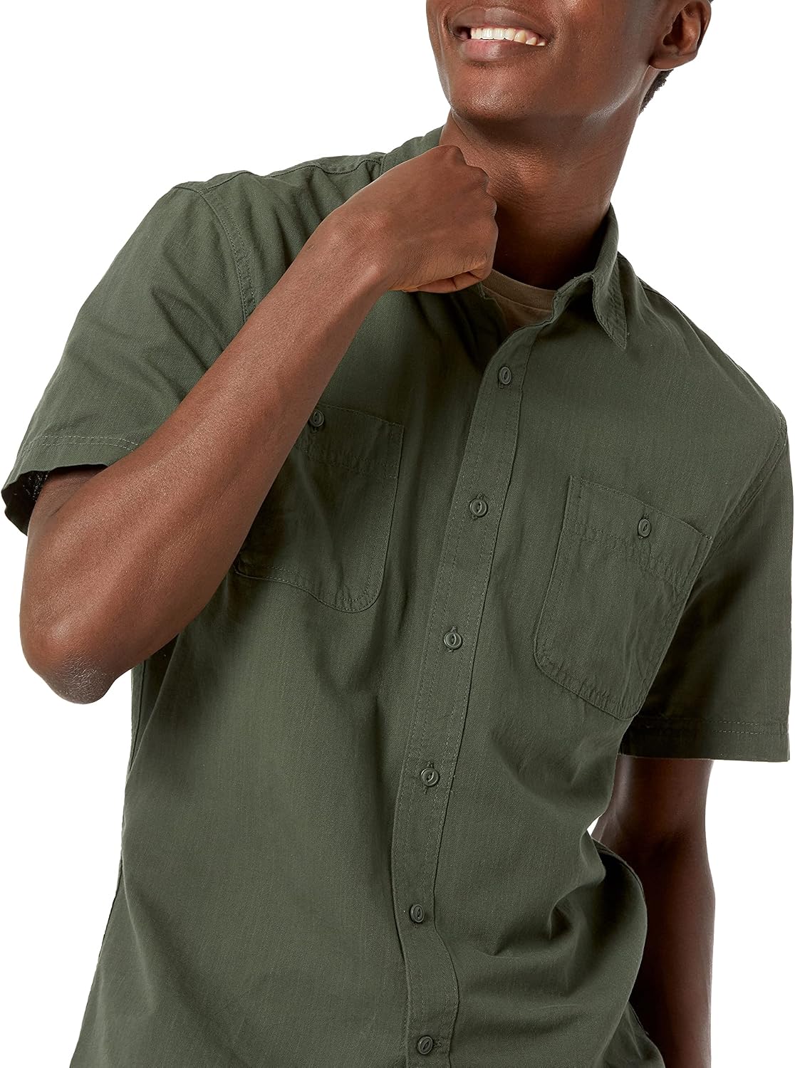 Thumbnail 2 de Amazon Essentials Herren Chambray-Hemd mit kurzen Ärmeln in normaler Passform