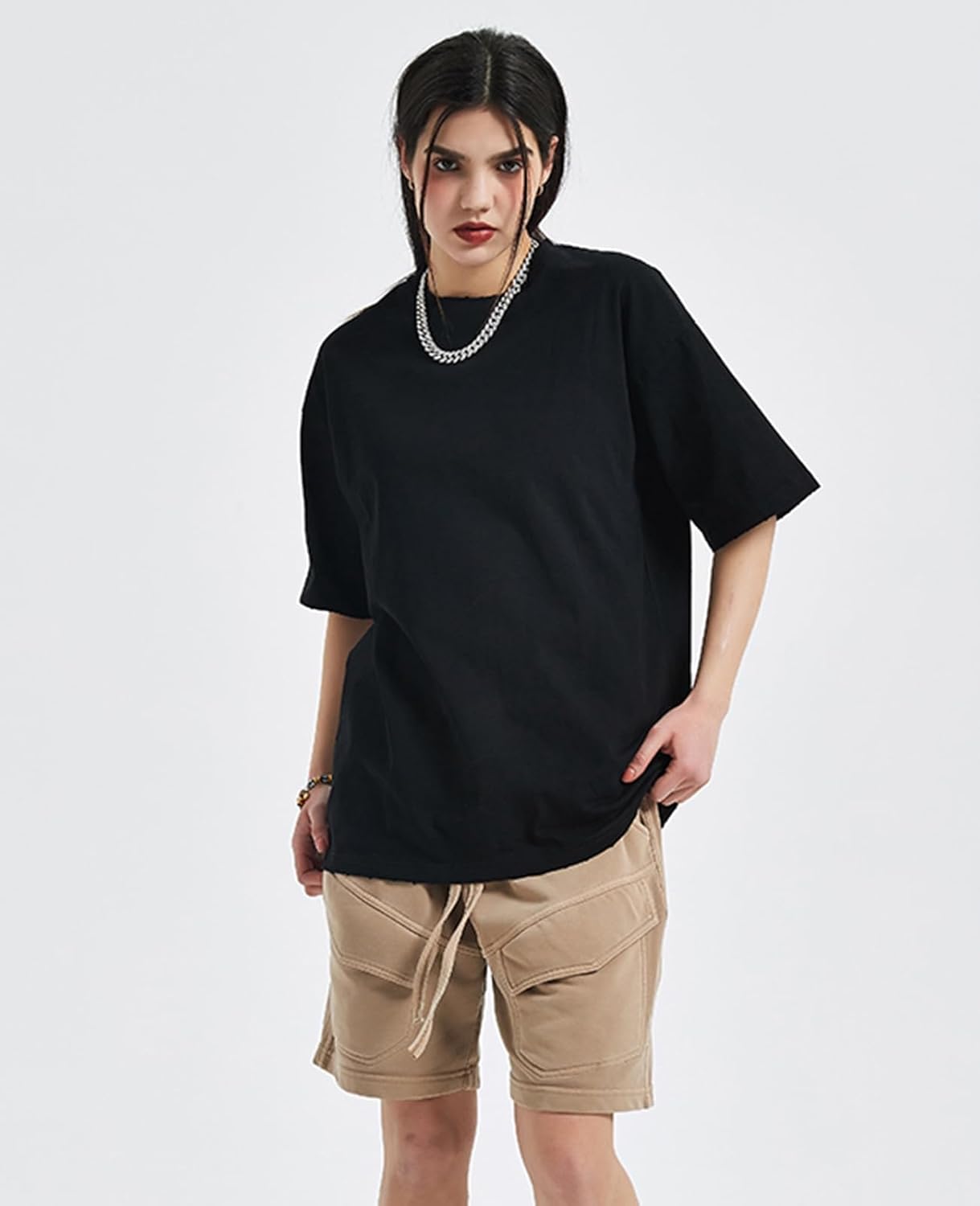 Thumbnail 6 de SnowElve Men's Oversized Heavyweight T-Shirts: Loose Fit Crewneck for Streetwear and Gym