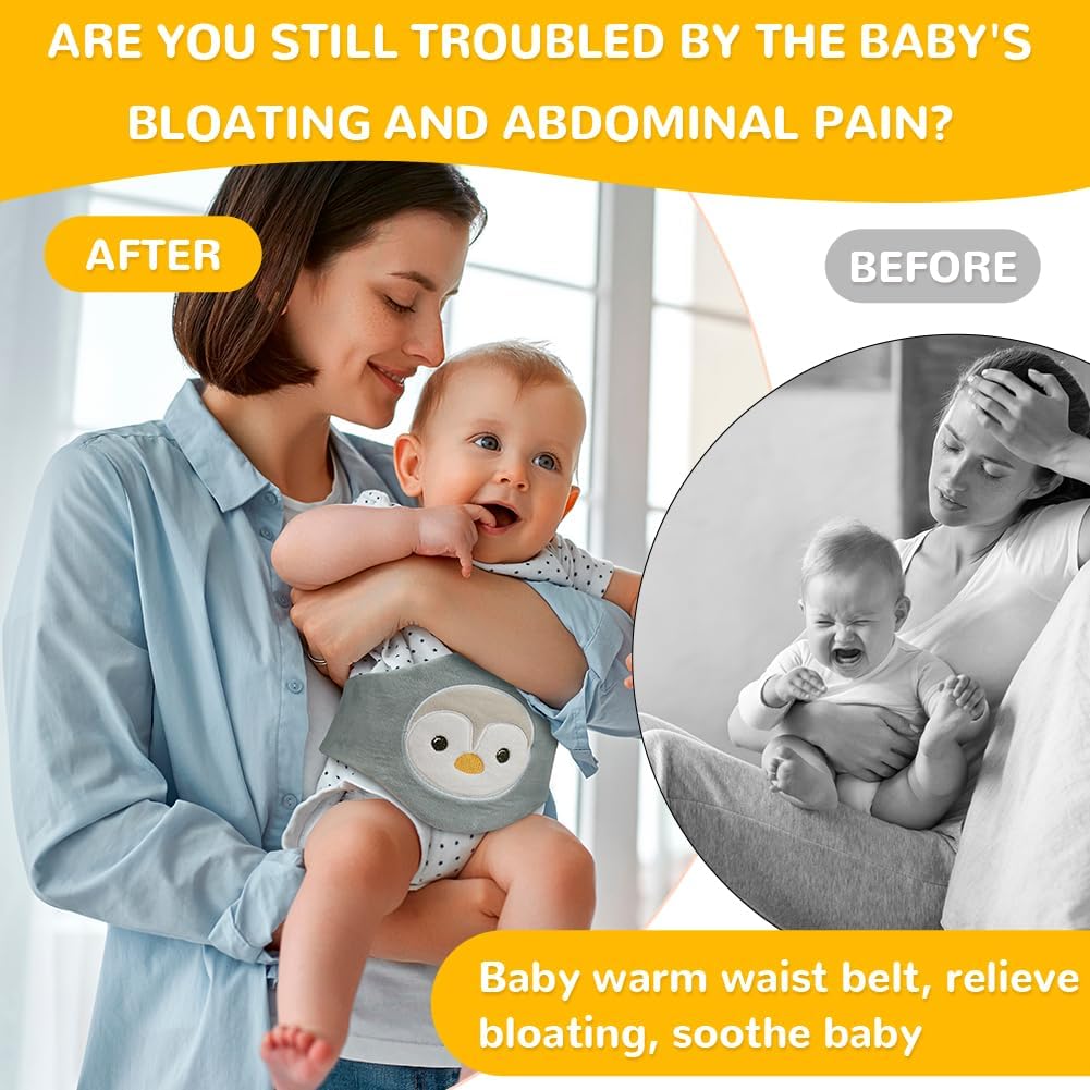 Detalle de Vicloon Baby Wärmegürtel – Mikrowellen-Wärmekissen für Bauch & Koliken (Pinguin)