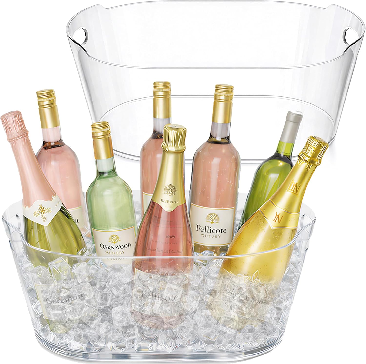 Detalle de Lifewit 13L Ice Bucket for Parties (2-Pack) – Large Clear Plastic Drink Cooler