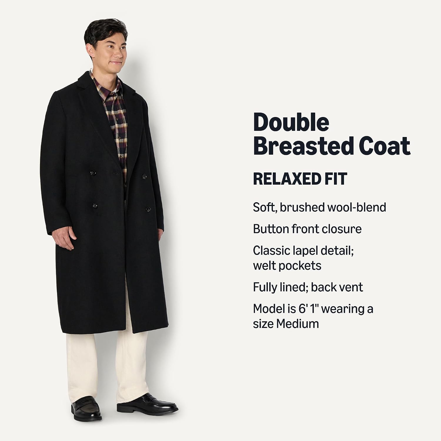 Detalle 2 de Amazon Essentials Men's Relaxed-Fit Wool Blend Longline Topcoat