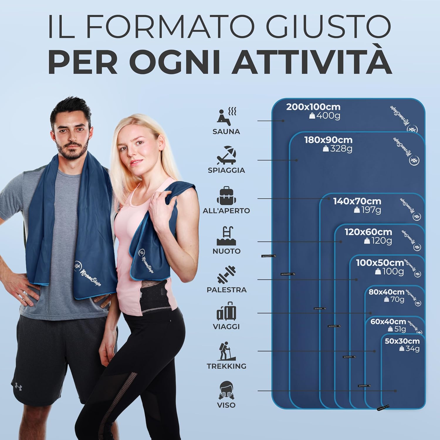 Thumbnail 3 de NirvanaShape Asciugamano Microfibra: leggero, assorbente e ad asciugatura rapida (14 colori, 8 taglie) per viaggio, spiaggia e yoga