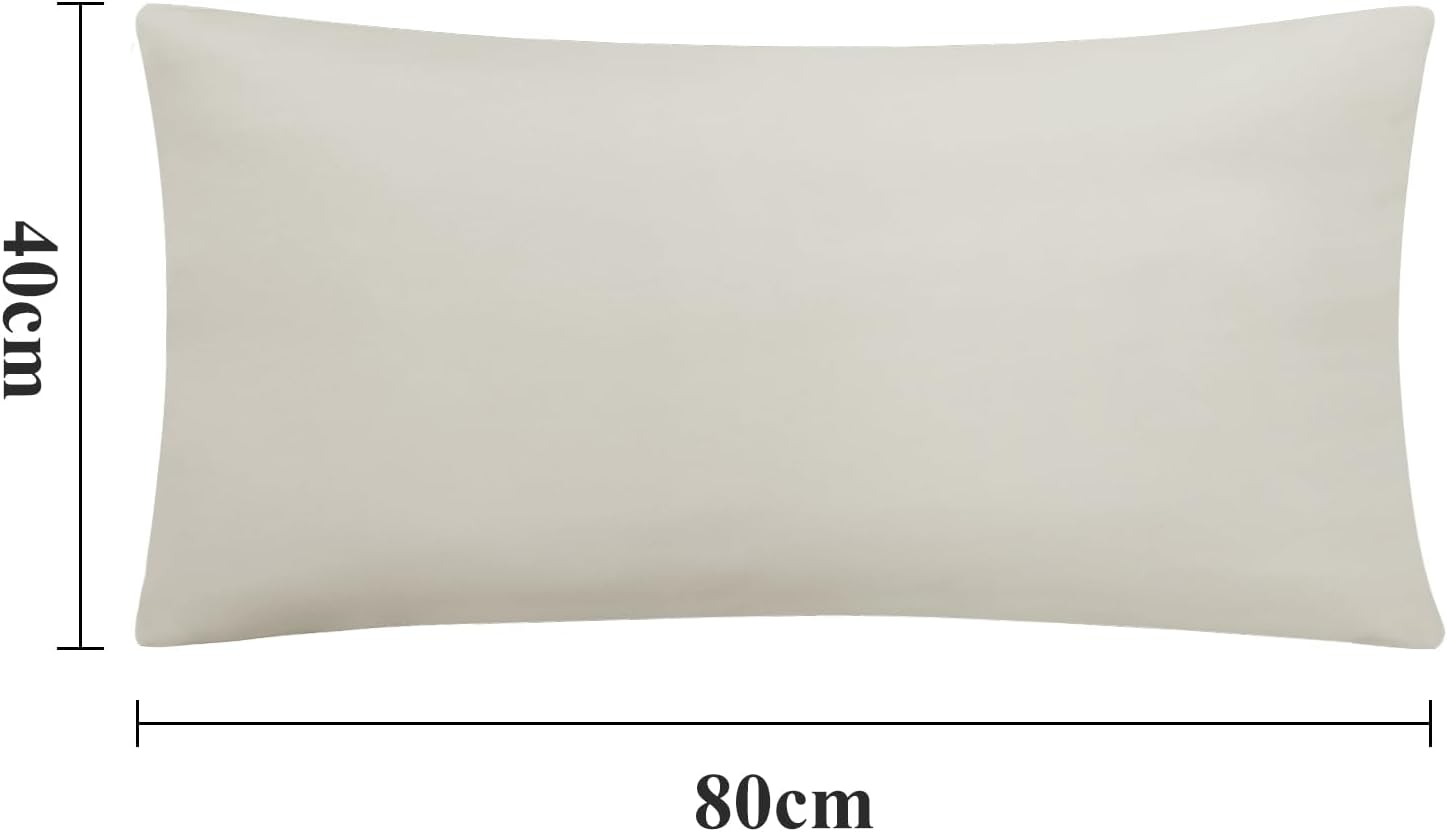 Detalle de Aisbo Kissenbezug 40 x 80 2er Set – Kopfkissenbezug 40x80 beige aus Mikrofaser mit Reißverschluss, ÖKO-TEX