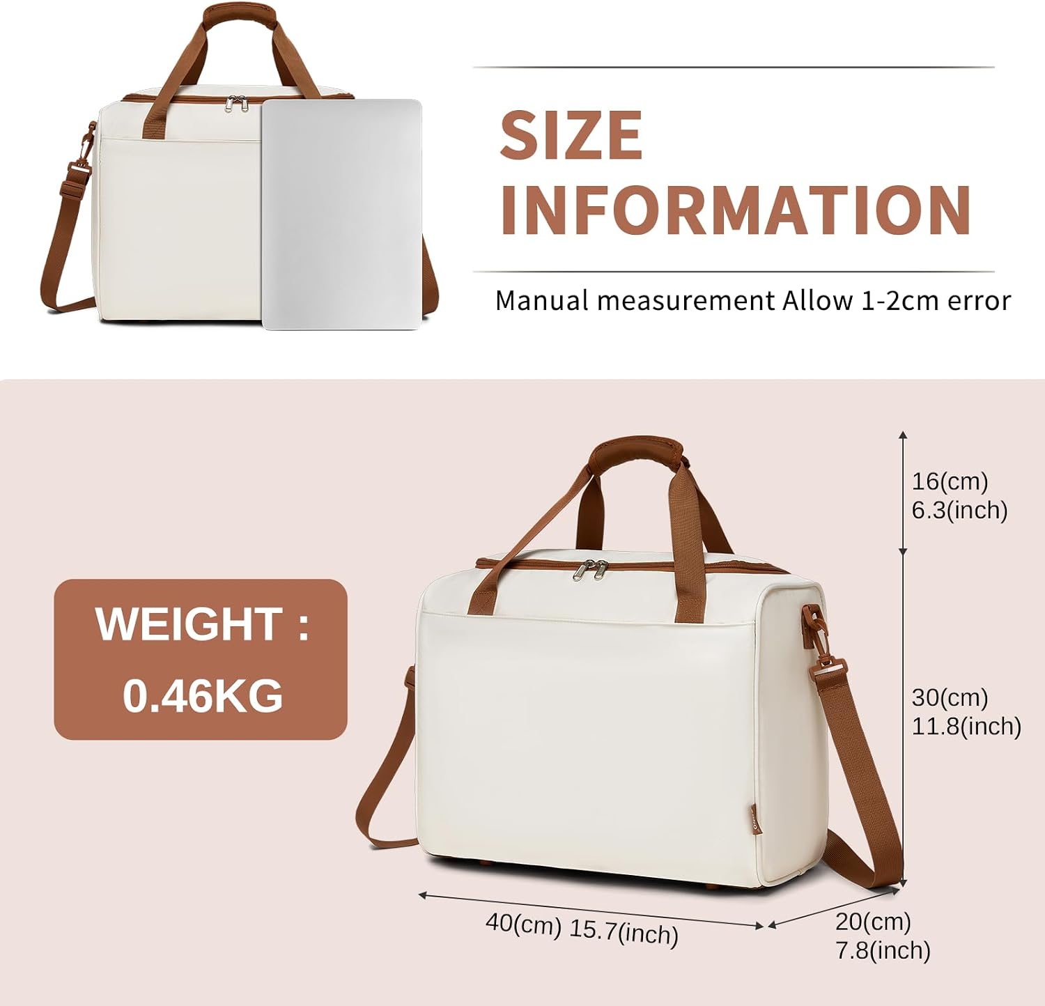 Detalle 2 de Kono Tvk2521-cm Cabin Bag, 24L, 40 x 30 x 20 cm, Beige