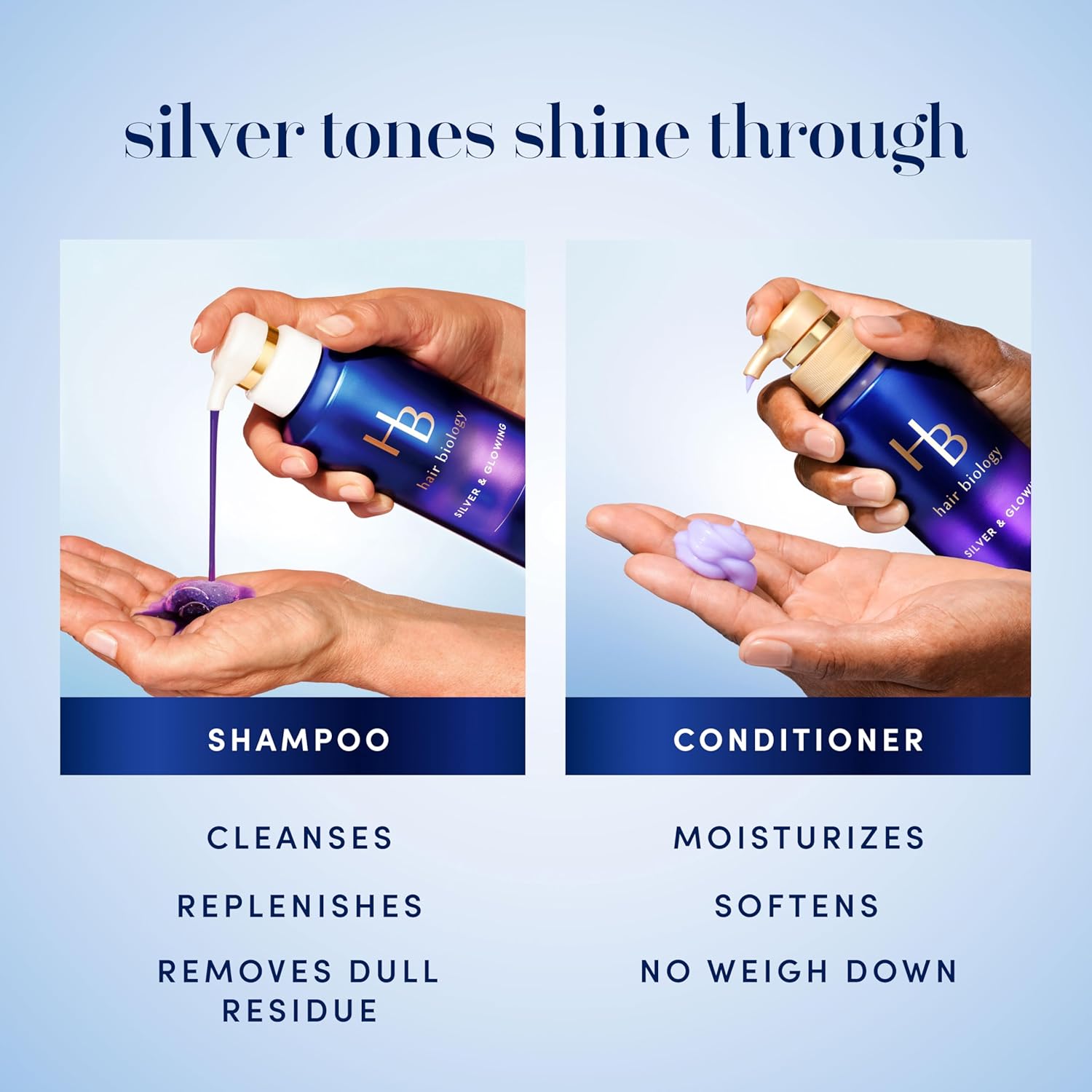 Thumbnail 6 de Hair Biology Biotin-Infused Purple Shampoo & Conditioner Set for Grey Hair — Silver & Glowing, Anti-Brass, 2 x 12.8 Fl Oz