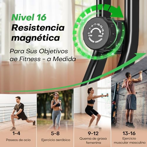 Thumbnail 1 de VANNECT Bicicleta Estatica Plegable con 16 Niveles de Resistencia, Monitor LCD y Medición de Pulso Manual, Soporte Plano, Ahorro de Espaci, Estática Silenciosa Magnética Bicicleta Estatica para Casa