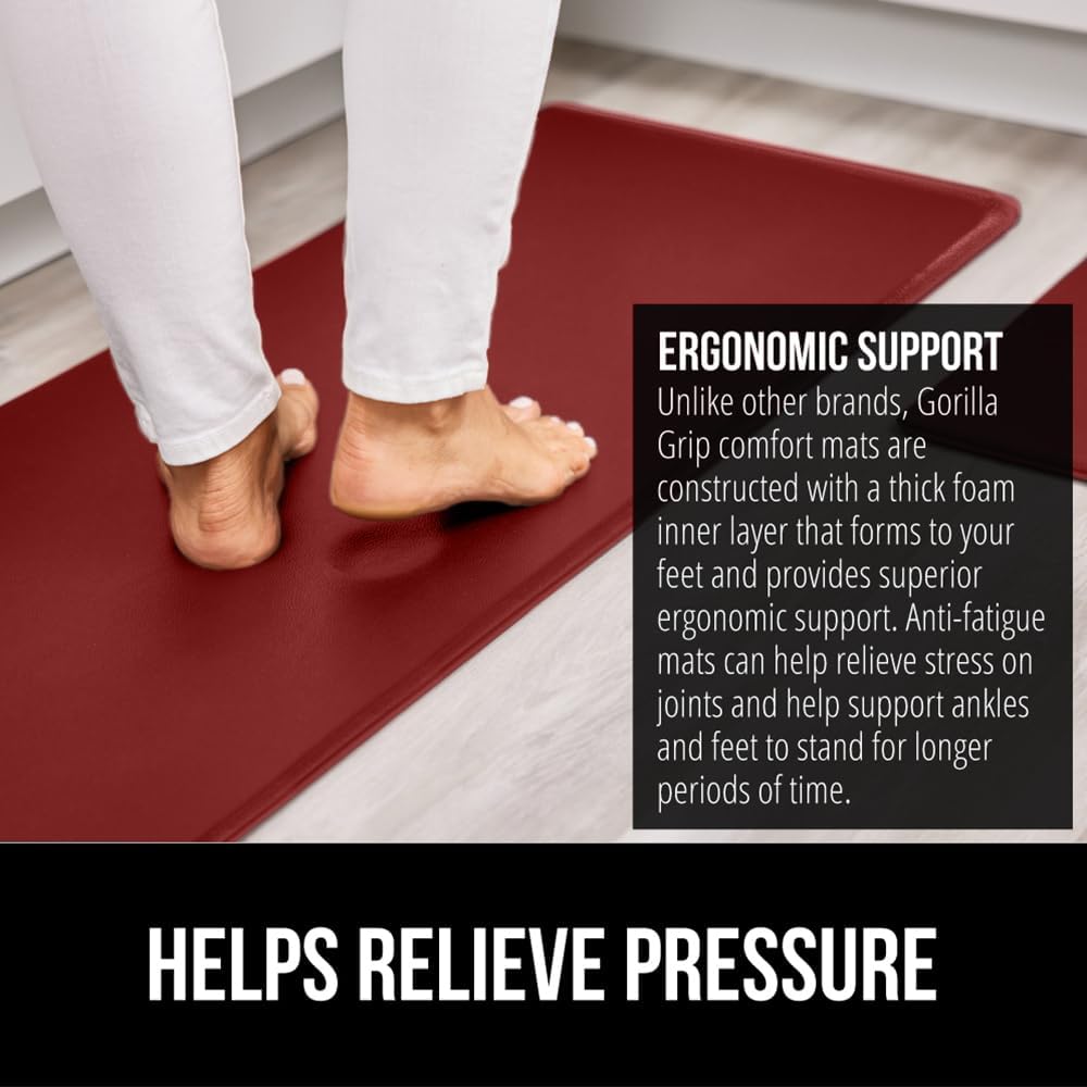 Detalle de GORILLA GRIP 17x48 & 17x24 Anti-Fatigue Kitchen Mats 🧽