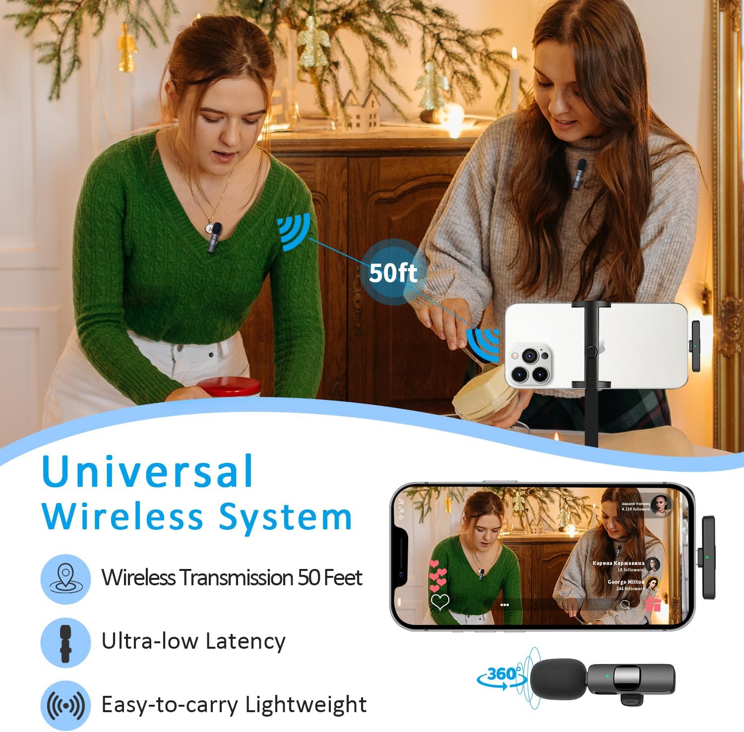 Thumbnail 6 de MAYBESTA Wireless Lavalier Microphone for iPhone, iPad, and Android
