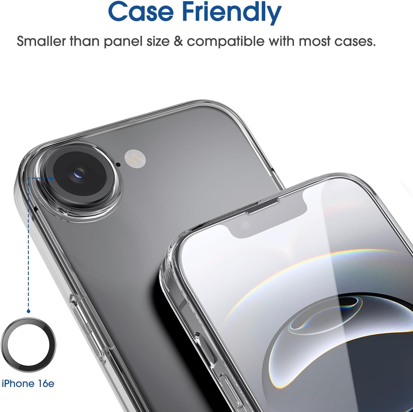 Detalle de amFilm Auto-Alignment OneTouch iPhone 16e Tempered Glass Screen Protector + Camera Lens Protector (2+2 Pack)
