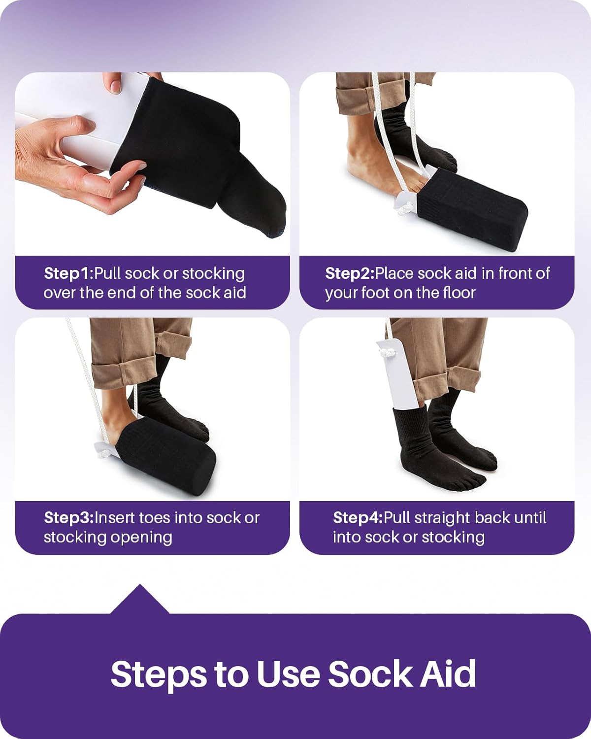 Thumbnail 4 de KEKOY 4.5-inch Sock Aid with Foam Handles
