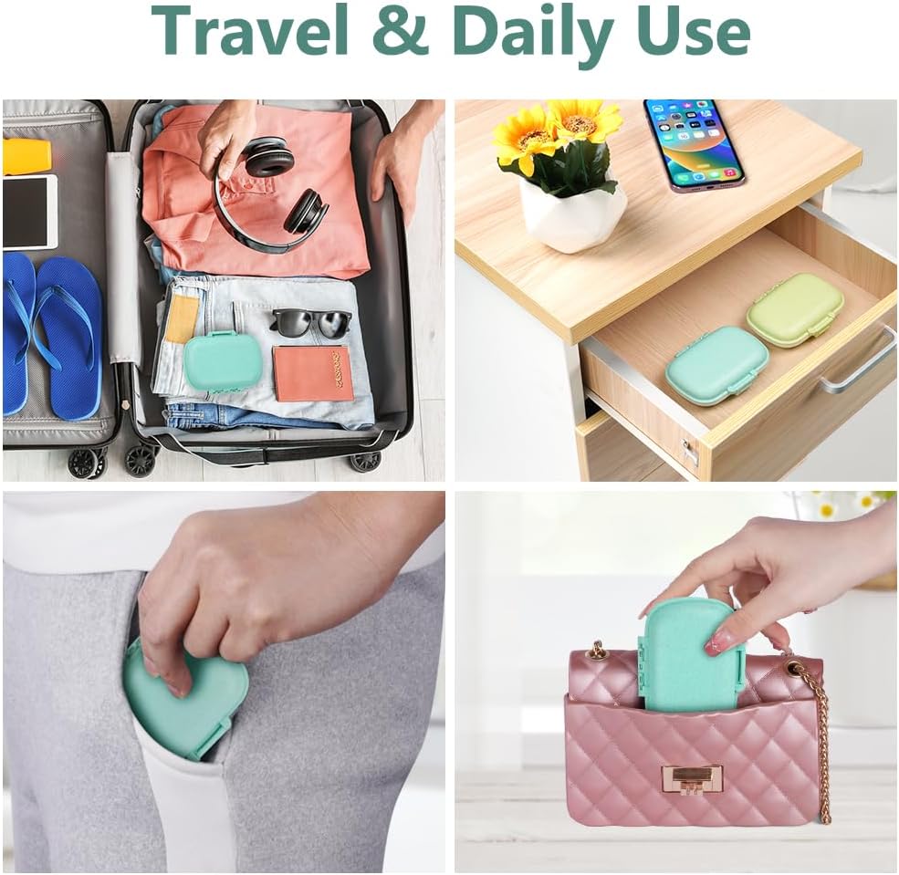 Detalle de ACWOO Portapillole portatile con 8 scomparti (1 scatola) per viaggio, lavoro e uso quotidiano