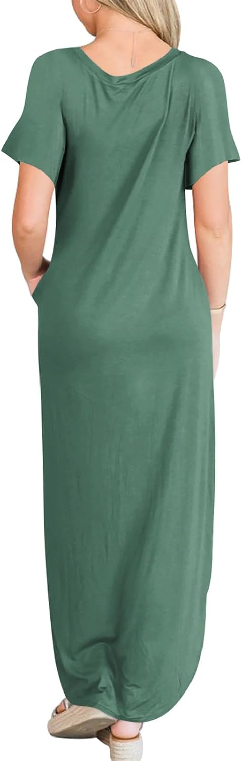 Detalle 2 de ANRABESS Women's Summer Maxi Dress: Loose Fit, Short Sleeves, Beach-Ready Sundress