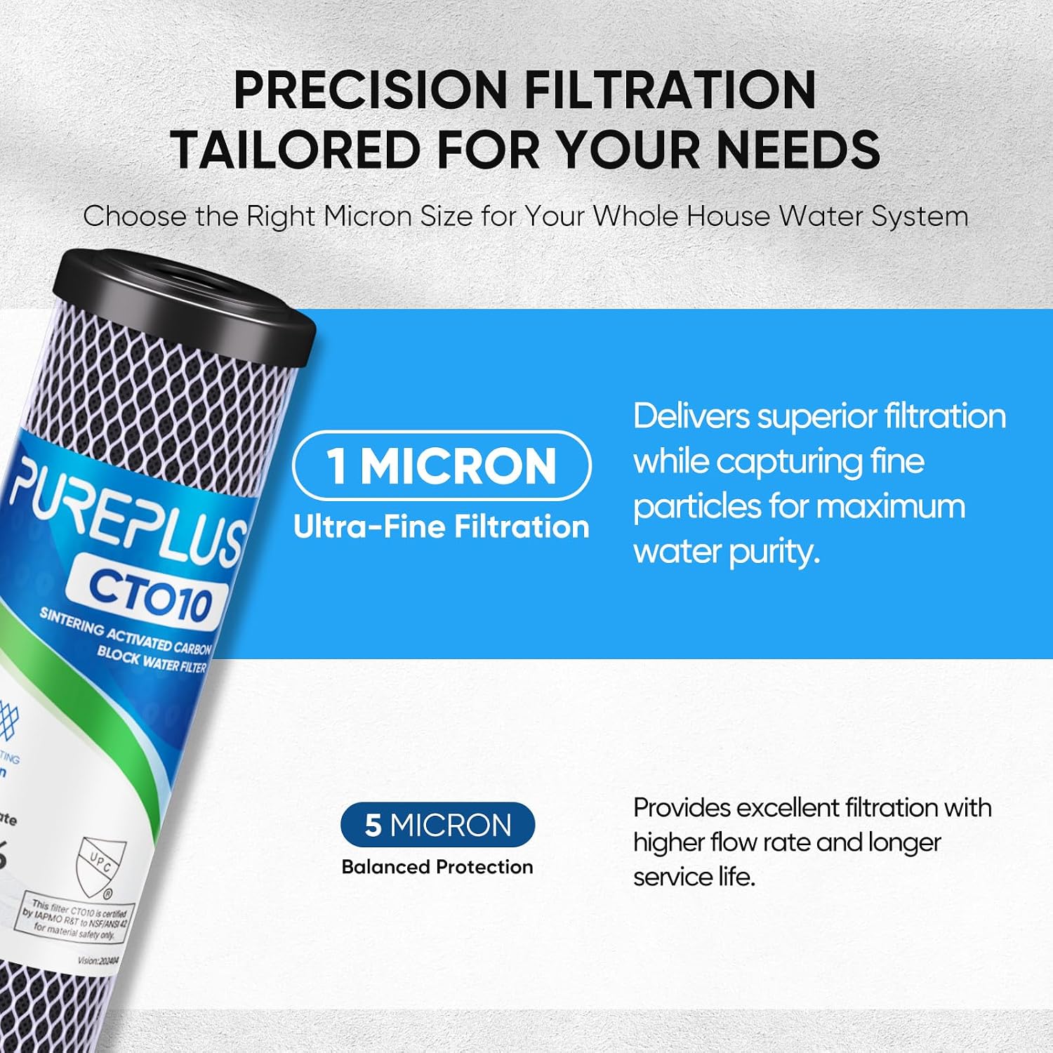 Thumbnail 2 de PUREPLUS 1 Micron 2.5" x 10" Whole House CTO Carbon Filter Cartridge Replacement (4-Pack)