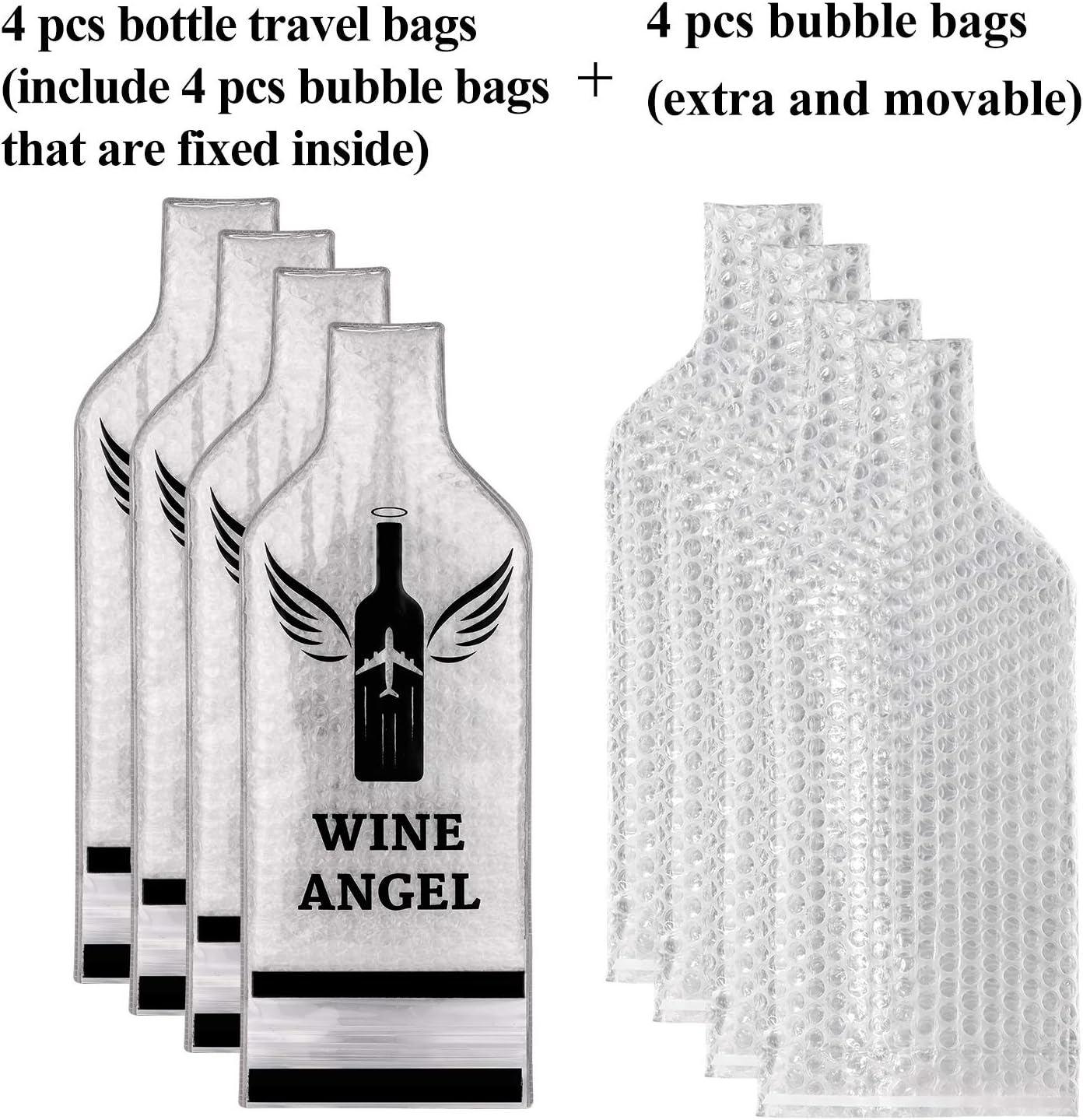 Thumbnail 2 de [UPGRADED PROTECTION] 4 Set (8 pcs) Reusable Wine Bags for Travel – Triple Protection, Leak-Proof Sleeve for Airplane, Car & Cruise