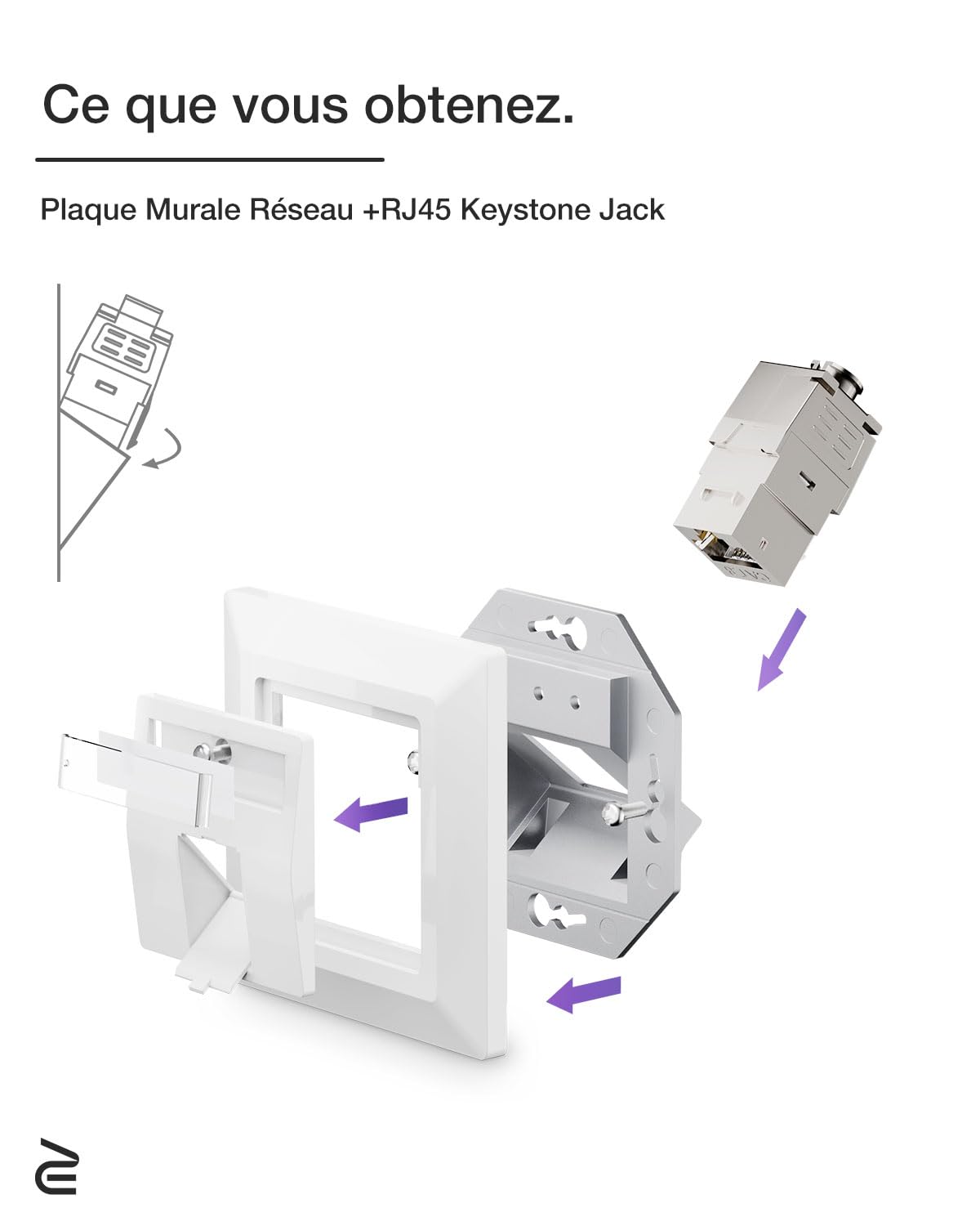 Thumbnail 1 de VCELINK Prise Réseau Keystone encastrée CAT 8 blindée (module RJ45) – pack de 2