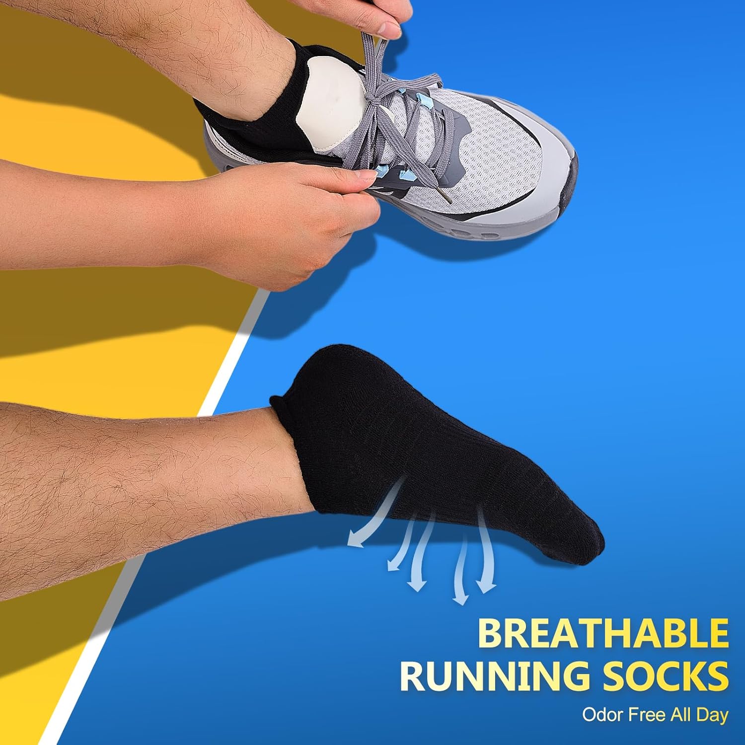 Detalle de SockWaddles Trainer Socks for Men & Women – Anti-Blister Cushioned Ankle Running, Breathable Cotton, 6 Pairs (White/Black)