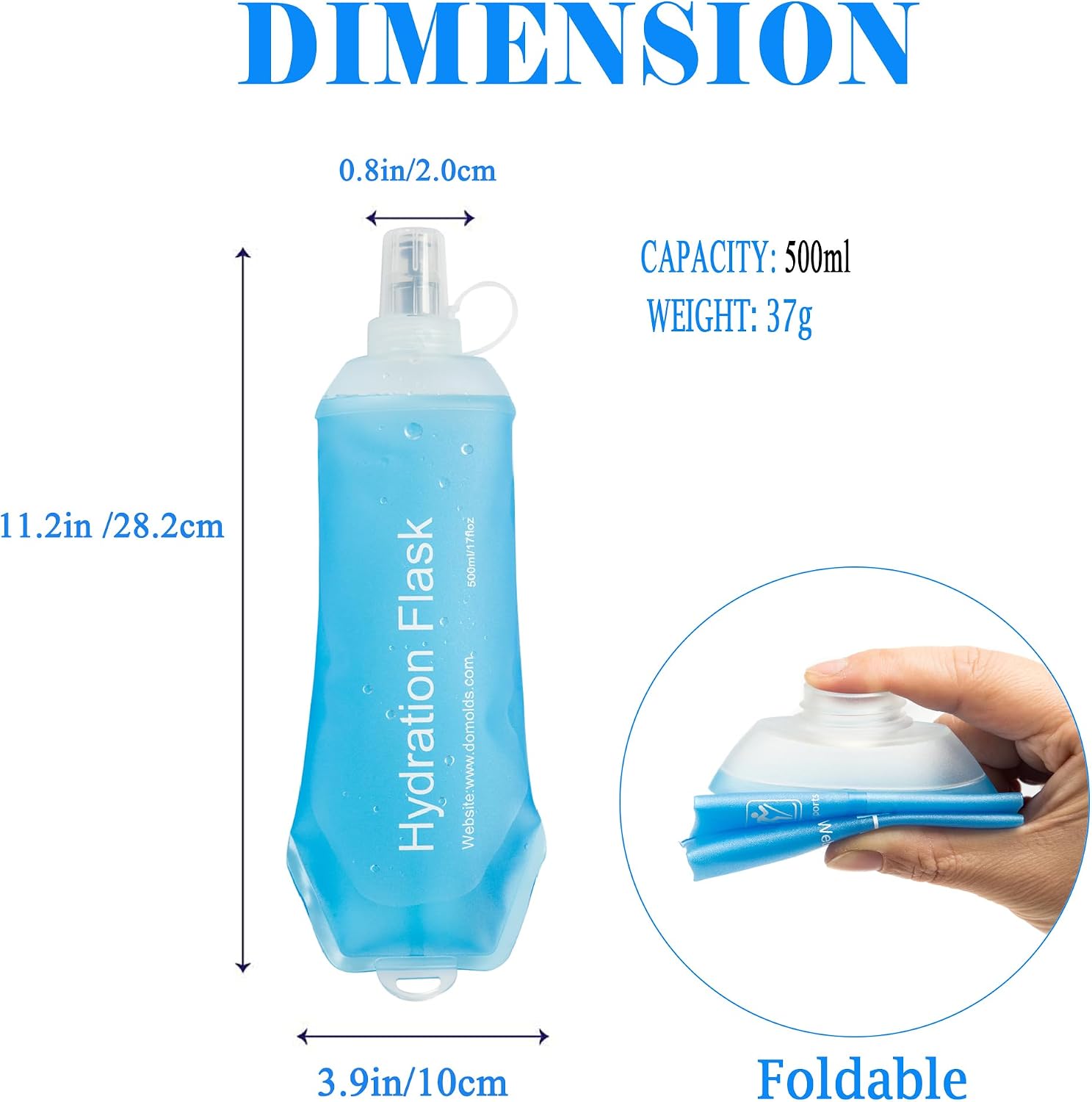 Detalle de AXEN Soft Flask TPU Foldable Running Hydration Flask (500ml/16oz)