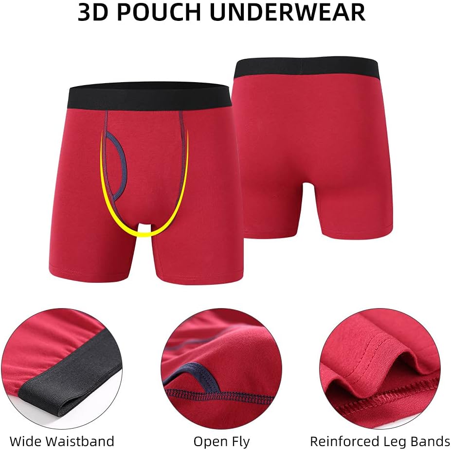 Thumbnail 3 de DODOMIAN Mens Boxer Briefs Underwear – 5 Pack, Soft Cotton, Tagless, Long Leg