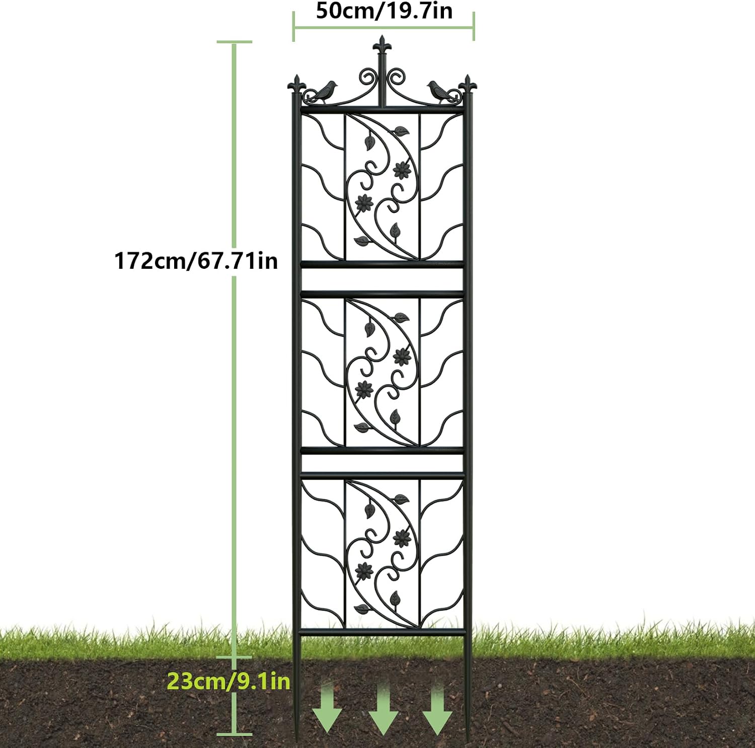 Detalle de Traliccio per Rampicanti in Metallo Nero – Set di 2 Graticolati da giardino 195x50 cm