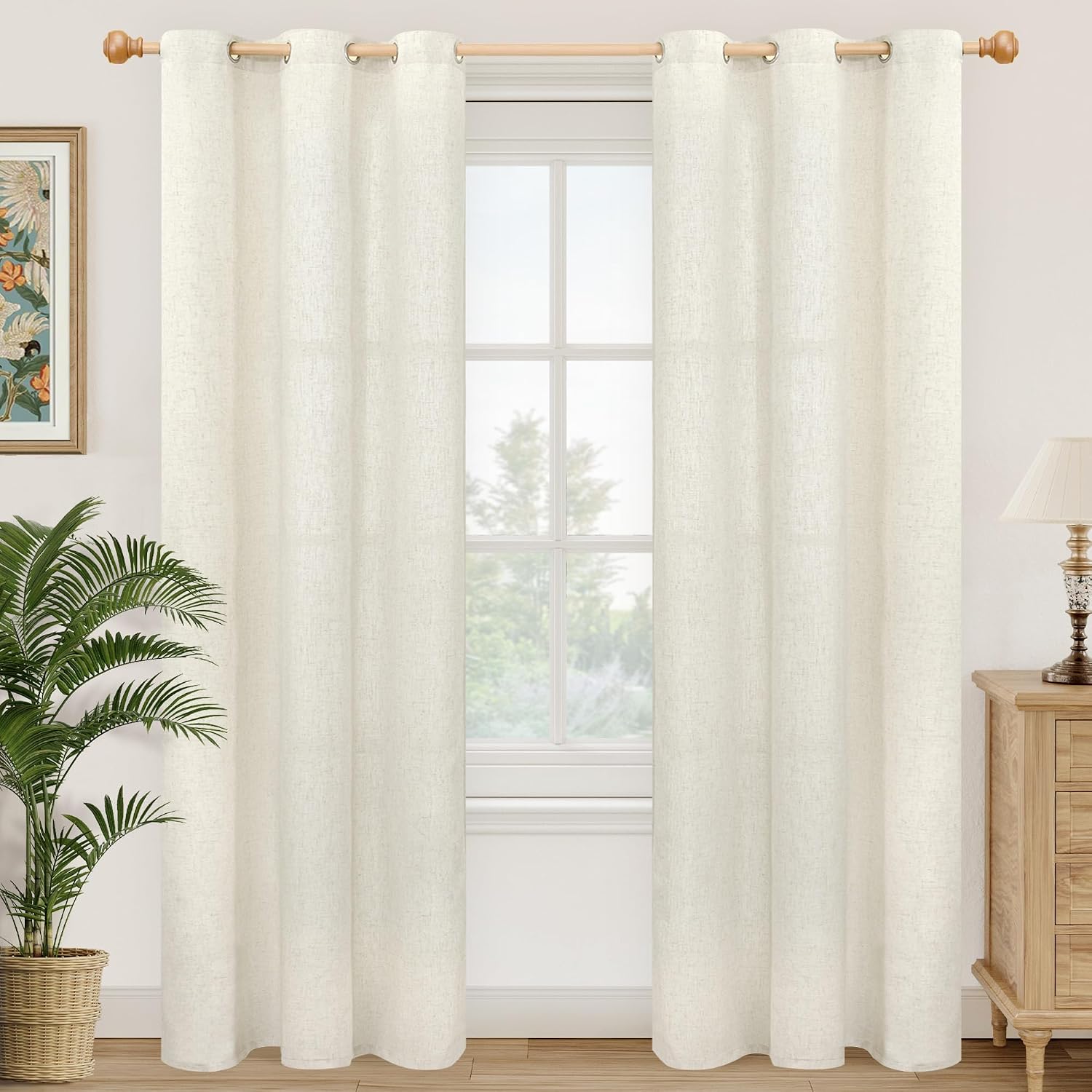 Detalle de YoungsTex Linen Curtains, 42 x 84 Inch