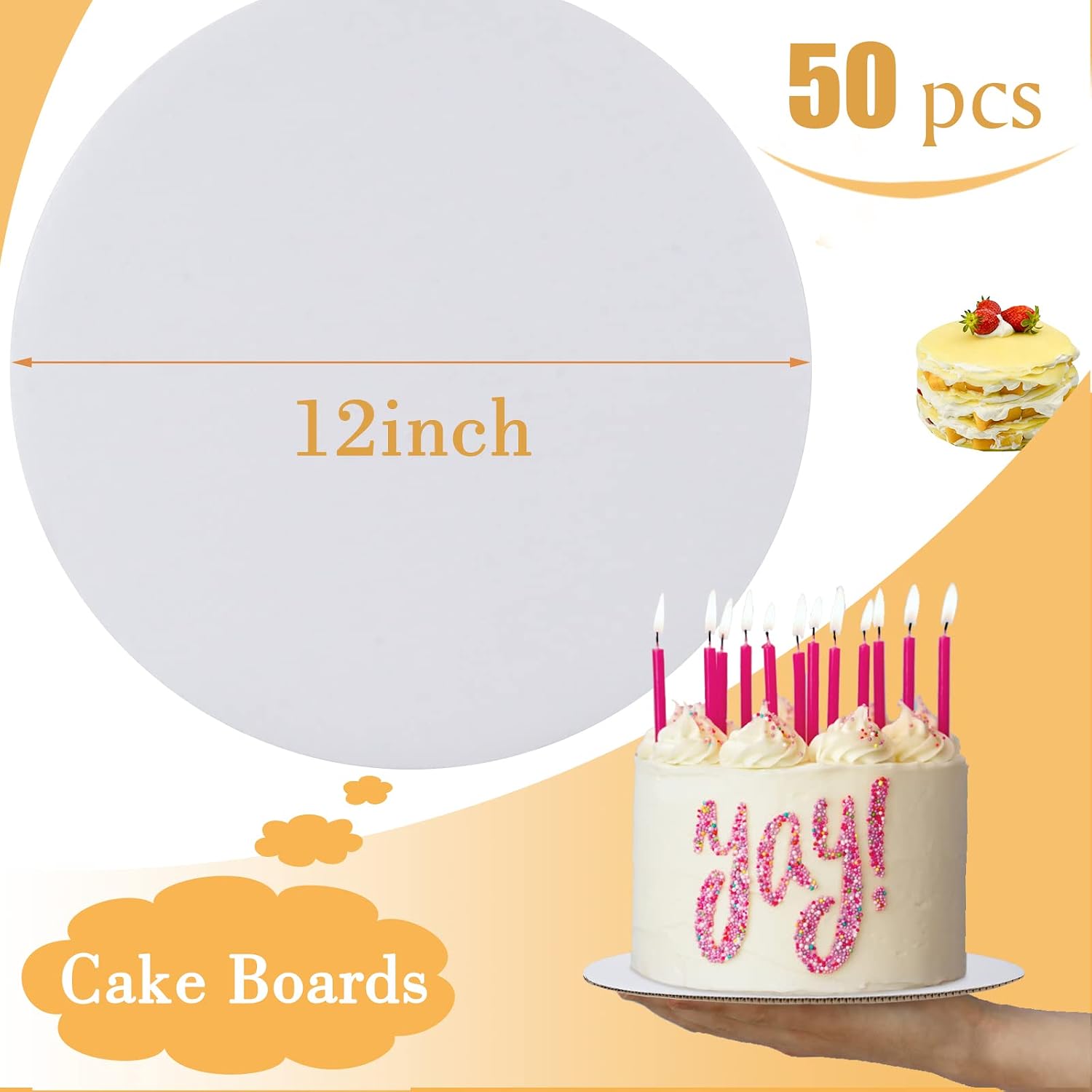 Thumbnail 2 de Sudaya Cake Boards (Model: Cake Boards), 12-Inch Round, 50-Pack