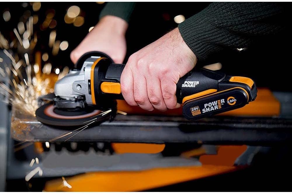 Detalle de WORX WX800.9 smerigliatrice angolare a batteria 20V (solo corpo macchina) con impugnatura antivibrazione