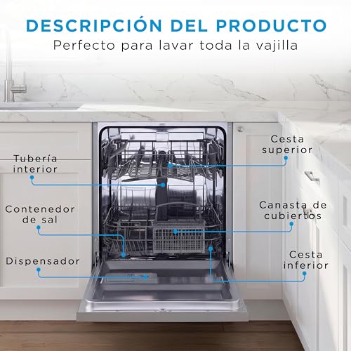 Detalle de Midea Lavavajillas 60 cm+++ Inox para 12 servicios — Lavavajillas independiente, 49 dB, 4 programas y media carga