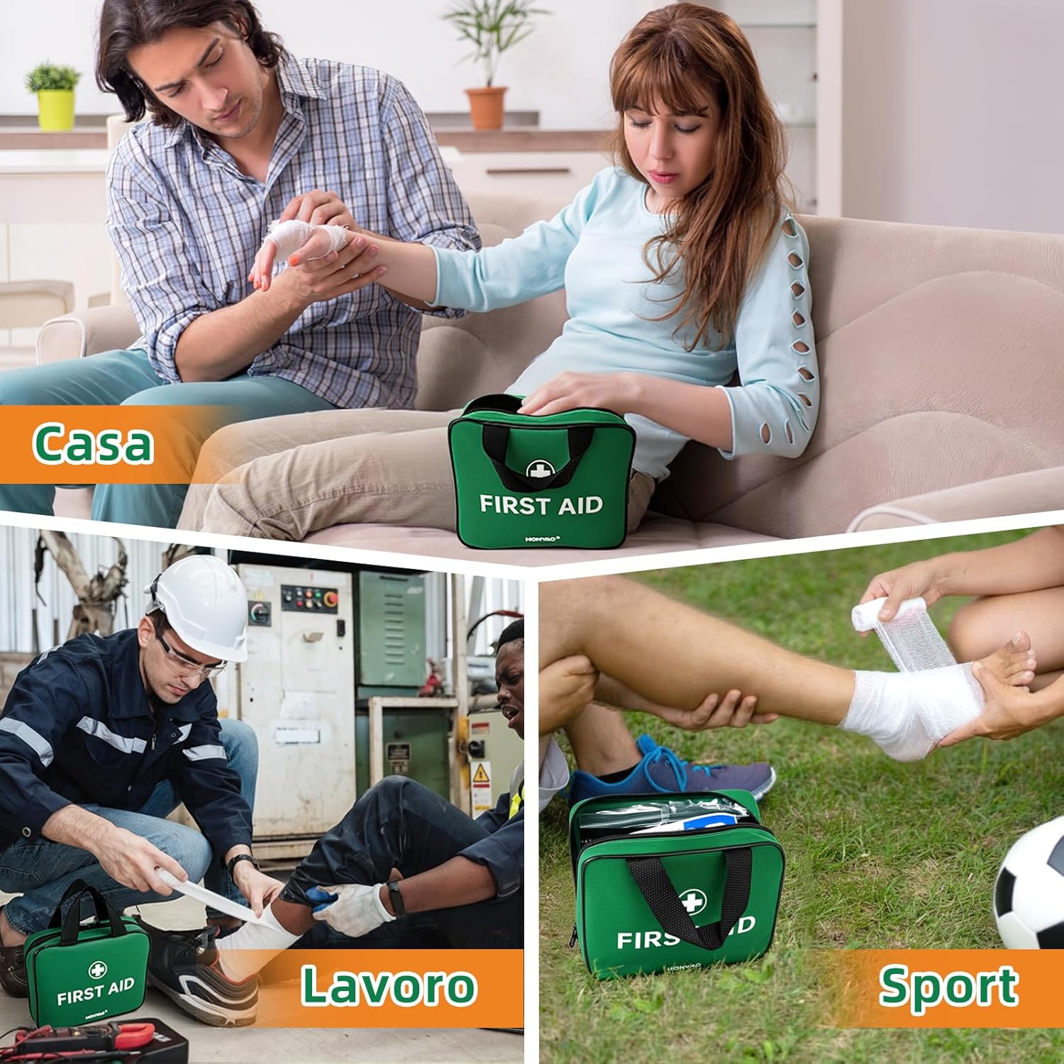 Thumbnail 3 de HONYAO Kit di Pronto Soccorso 180 Pezzi – Kit completo per casa, auto e viaggio (Verde)