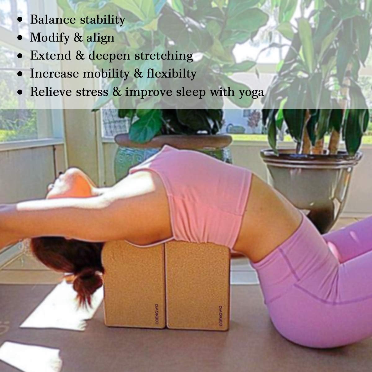 Thumbnail 4 de COENGWO CW0006-CWUS-F1 Cork Yoga Blocks, 100% Cork, Set of 2
