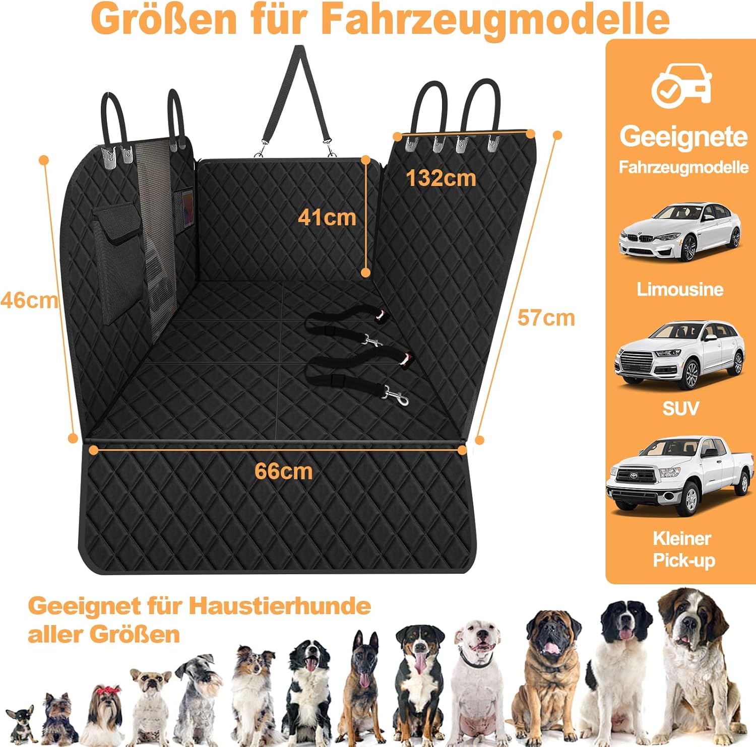 Thumbnail 6 de Vinstatin Hundedecke für die Auto-Rückbank (132x66 cm) – wasserdicht, kratz- und reißfest mit Hartschalenboden