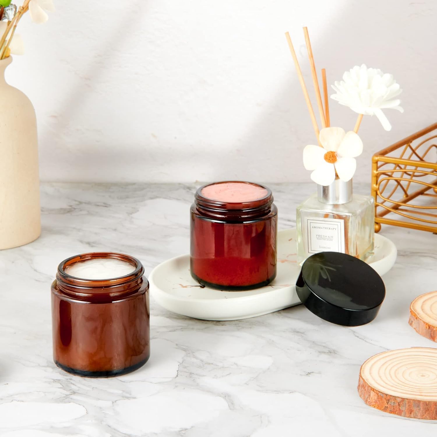 Thumbnail 6 de Amber Glass Jars 200ml Pack 8