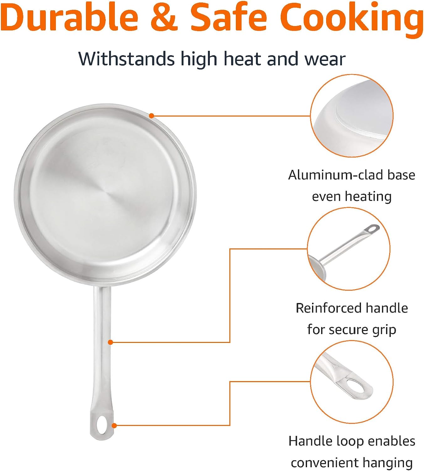 Detalle 2 de Amazon Basics 20, 24 and 30 cm frying pan set