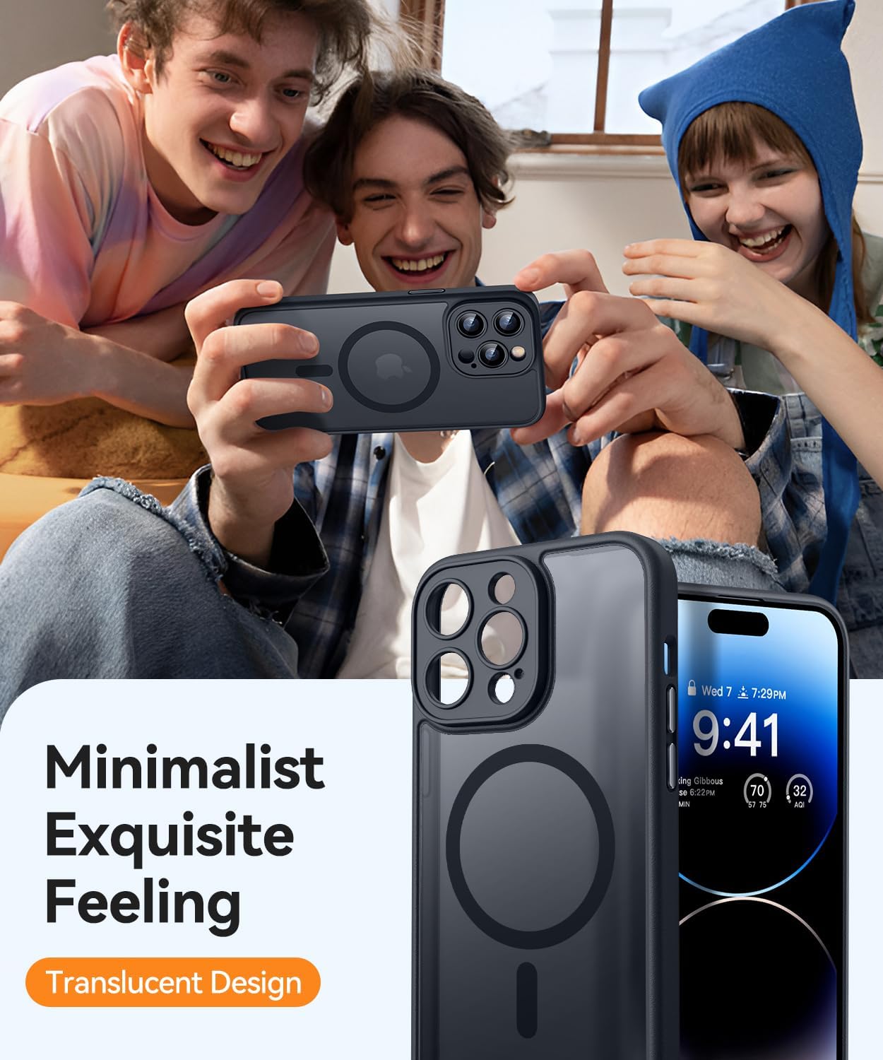 Thumbnail 6 de CANSHN Magnetic iPhone 14 Pro case (6.1-inch) with MagSafe & full camera protection – Black