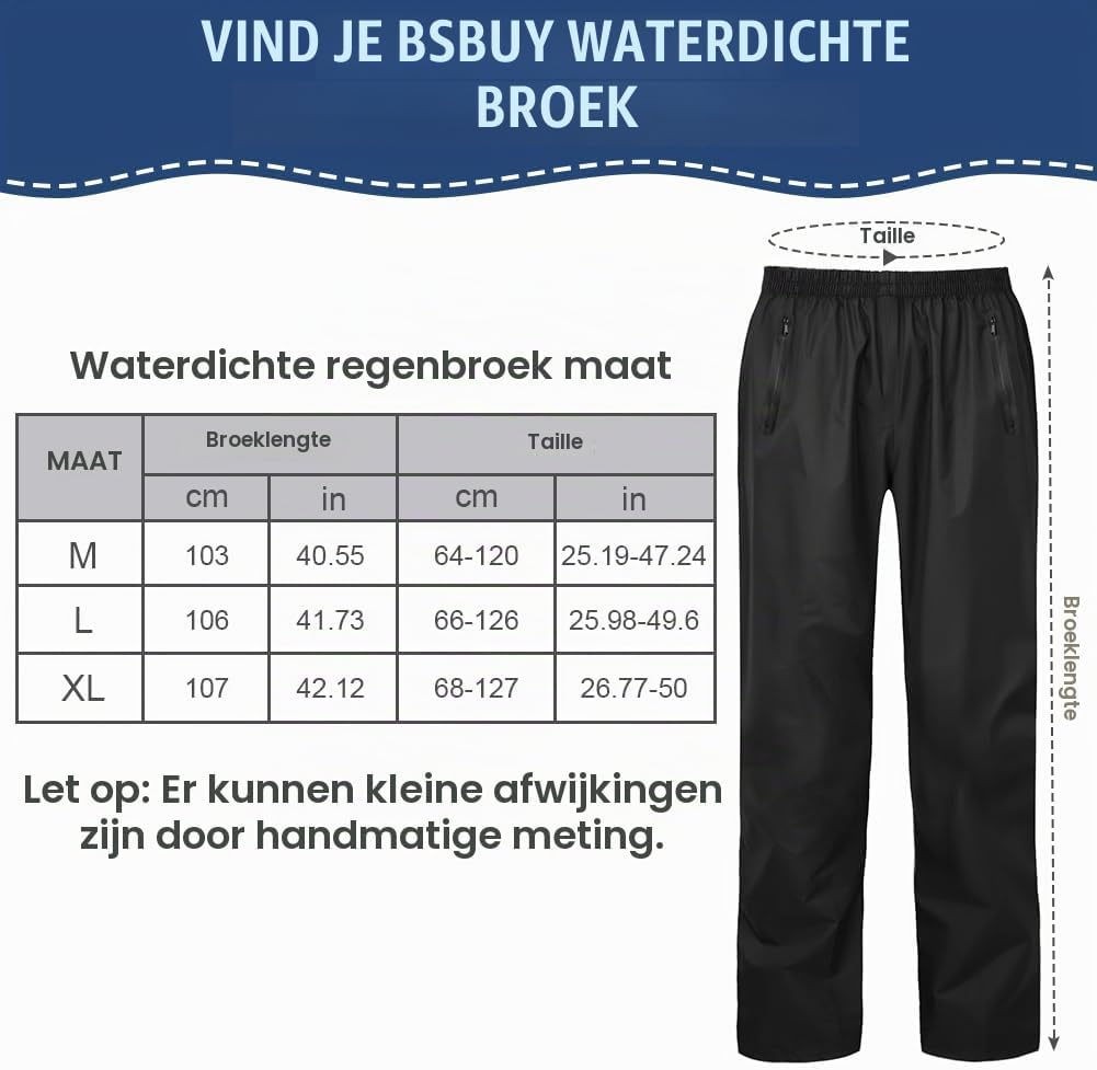 Thumbnail 2 de BSBUY waterdichte wandelbroek voor dames en heren, winddicht en ademend