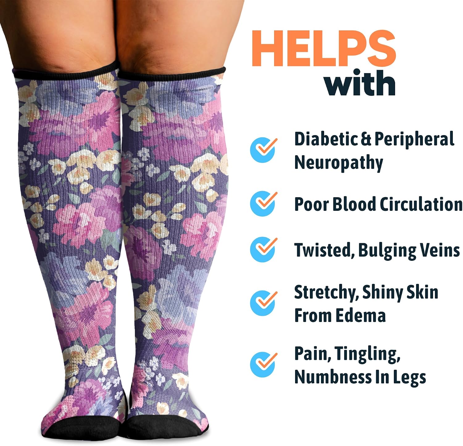 Detalle de Viasox Compression Socks, Knee-High 12–15 mmHg Circulation Support