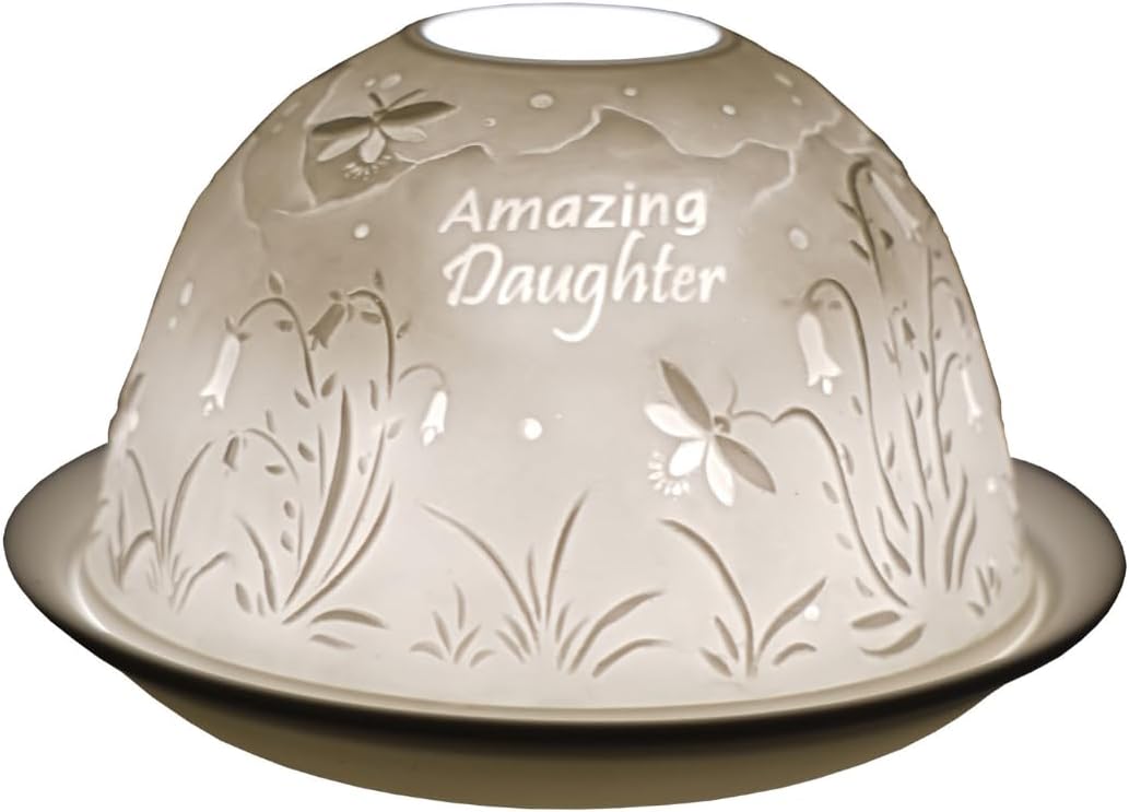 Cello Cello Porcelain Tealight Holder Dome – “Amazing Daughter” 3D lithophane dome LED tealight warmer