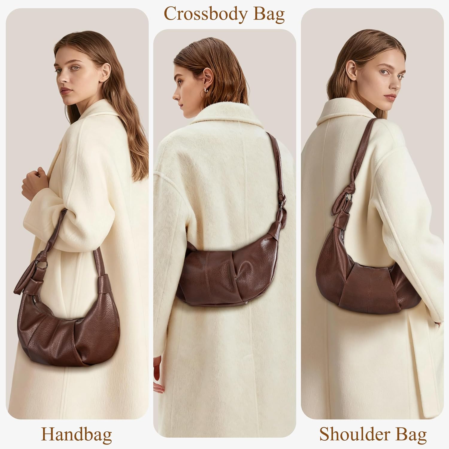Thumbnail 5 de Mabecol Damen Umhängetasche aus PU-Leder – Hobo/Shopper mit verstellbarem Schultergurt