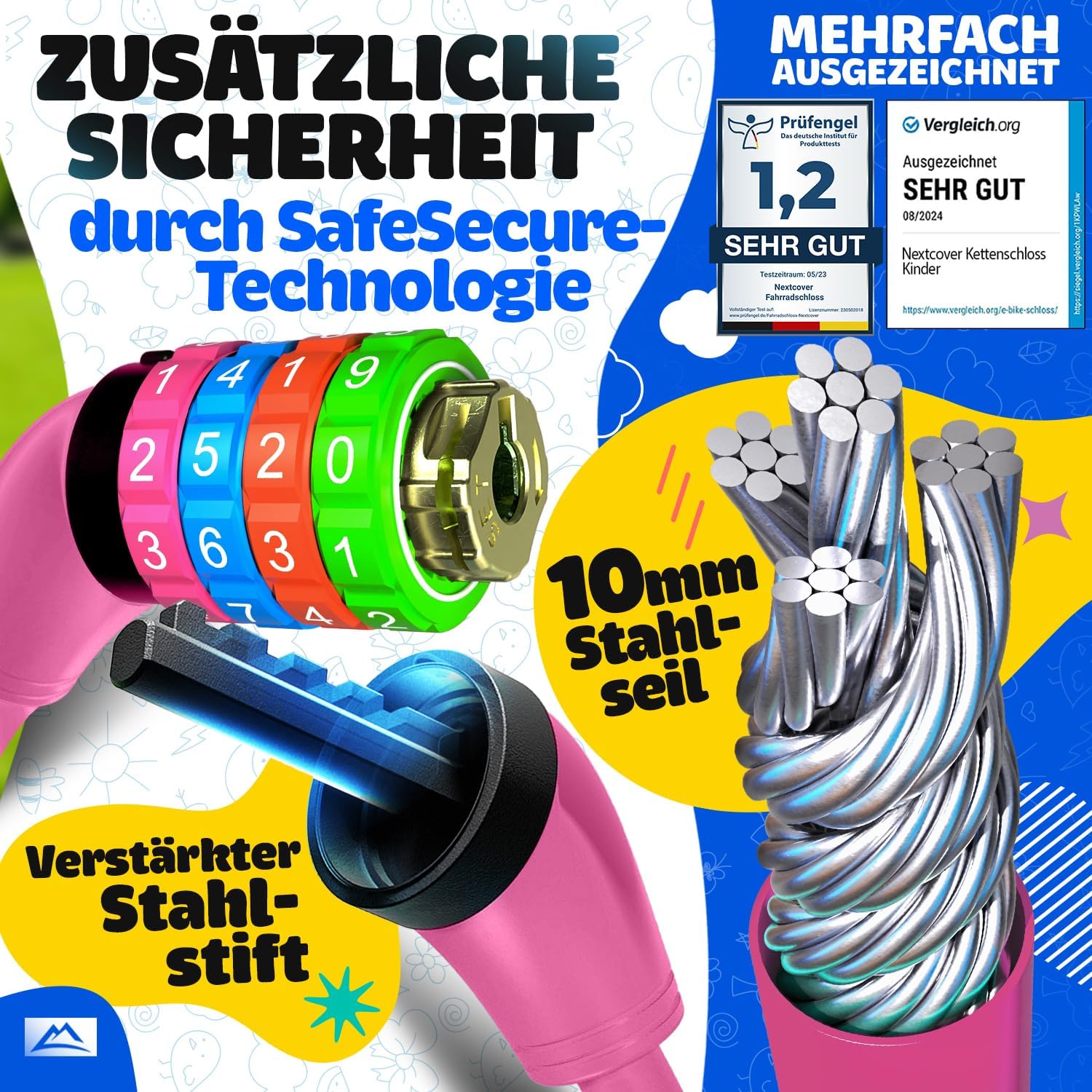 Detalle 2 de Nextcover NEXTCOVER® Zahlenschloss Kinder 90 cm