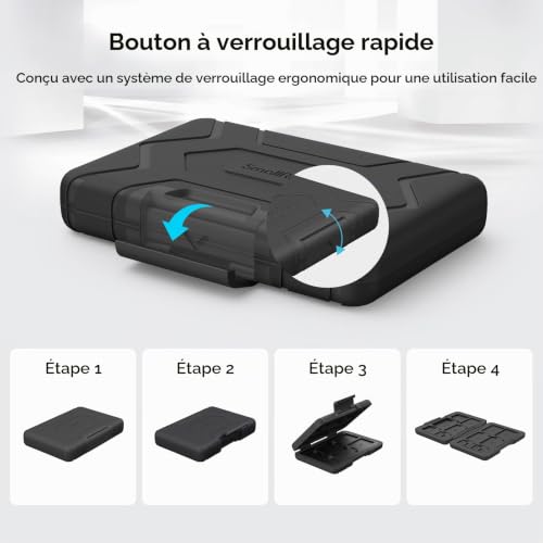 Detalle de SMALLRIG Support Carte Mémoire 15 Emplacements Antichoc 3192 – Protection robuste pour vos données