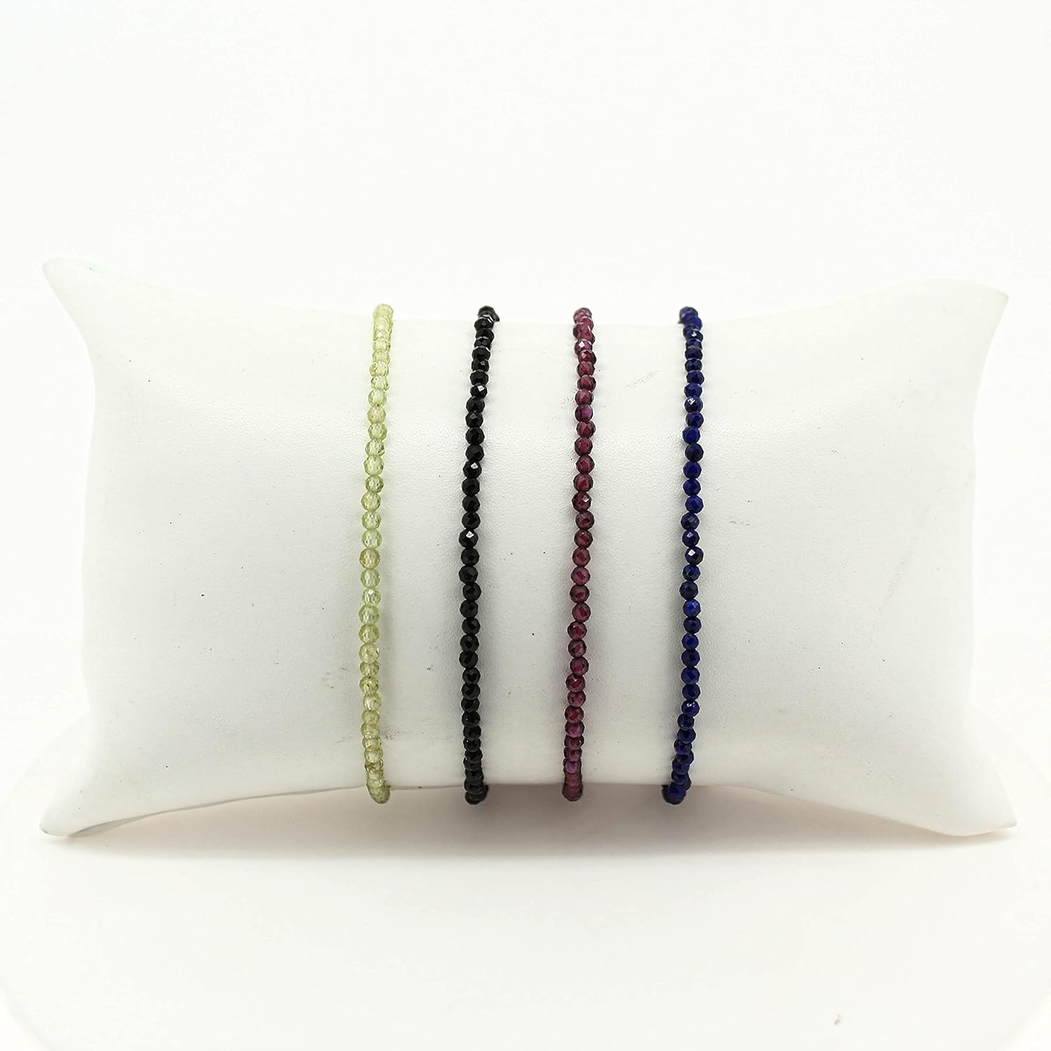 Detalle de Gempires Natural Garnet Beads Bracelet – 7" with 1" Extender, Gold Plated Garnet Bead Bracelet