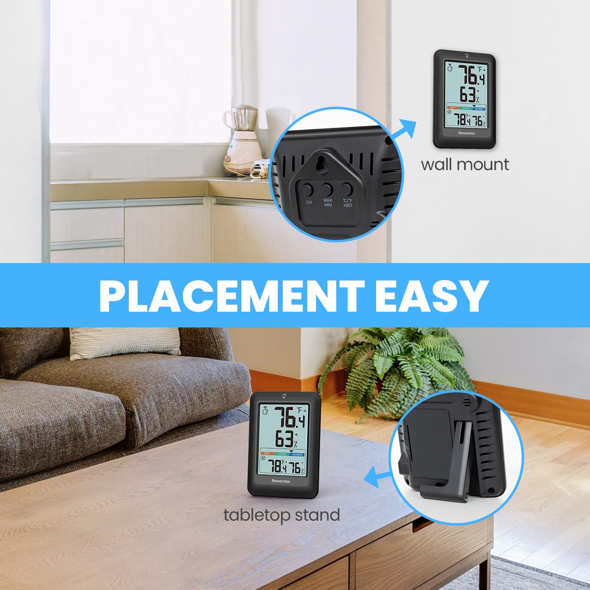 Thumbnail 6 de Newentor Q8 Wireless Indoor/Outdoor Thermometer with Large Display
