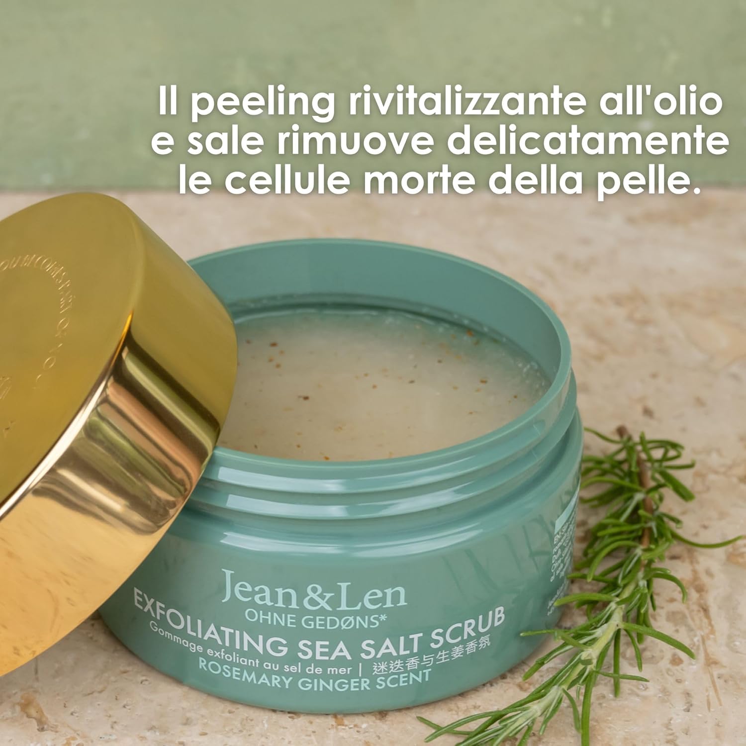 Detalle de Jean & Len Scrub al Sale Rosemary & Ginger – Scrub corpo profumato 200 ml