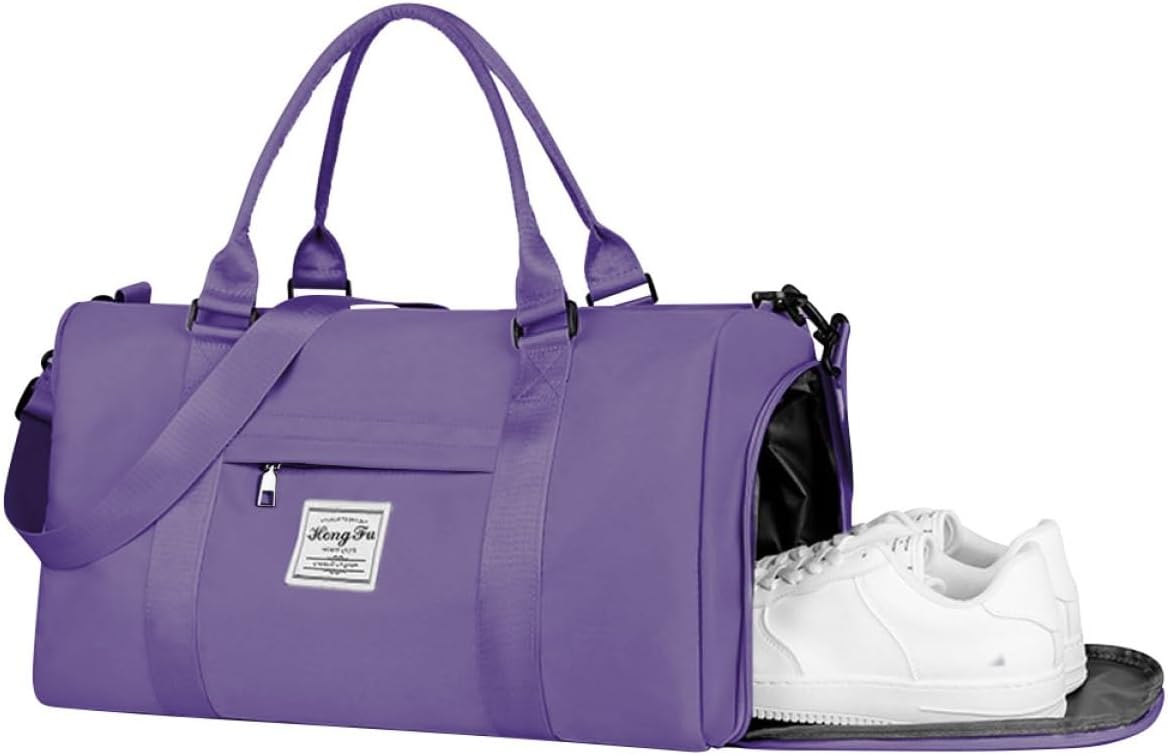 Detalle de Flintronic Sporttasche / Reisetasche (Reise-Duffel) mit Schuhfach & Nassfach, wasserabweisend, lila