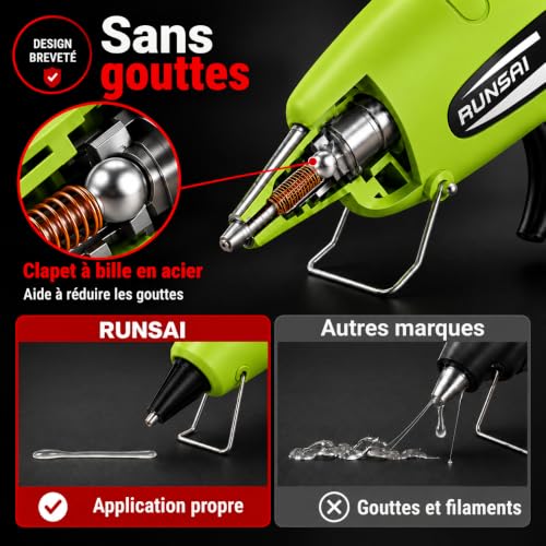 Detalle de RUNSAI Pistolet à Colle Chaude Électrique 30W avec 30 Bâtons 7mm
