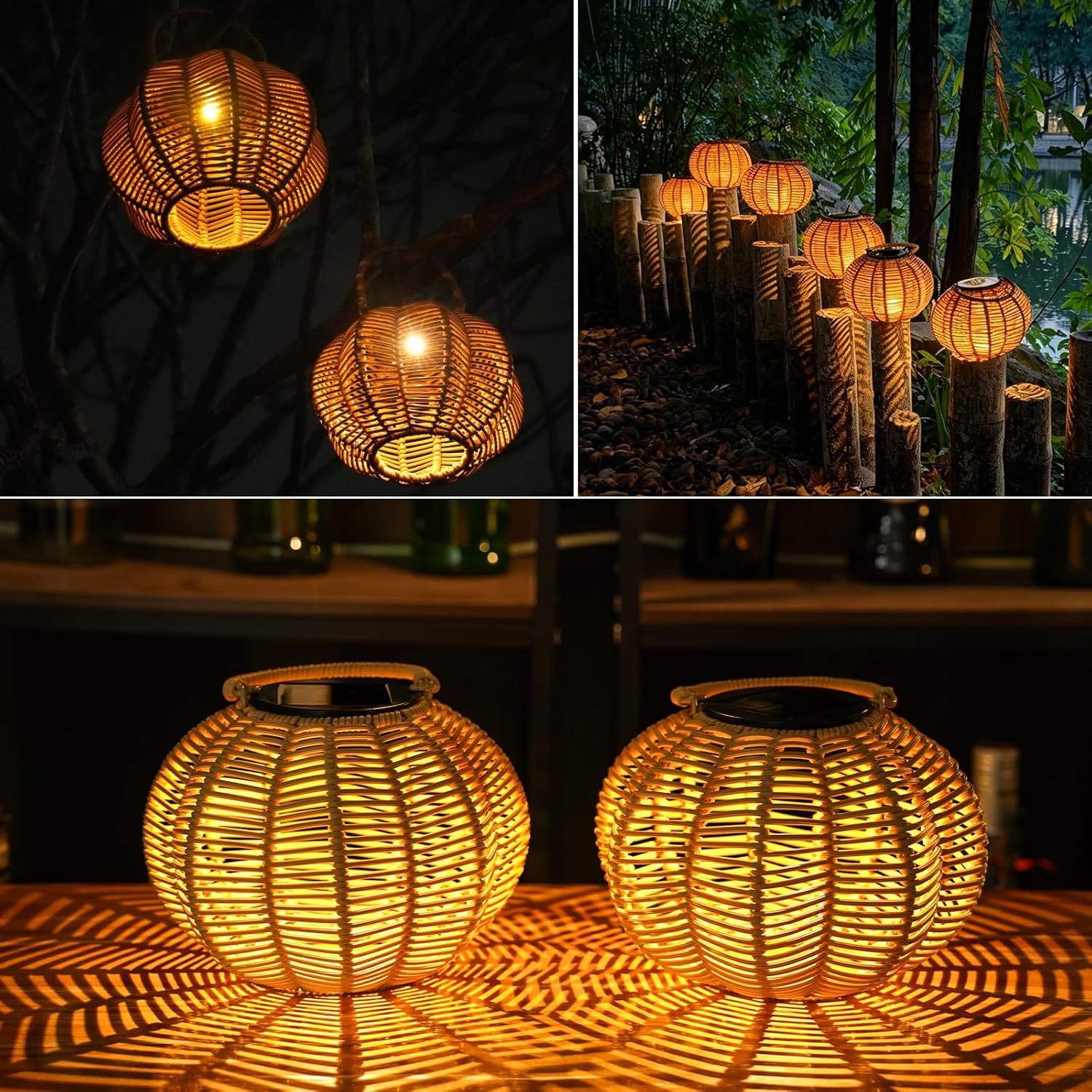 Detalle de KagoLing Solar Lights Outdoor Garden – Pumpkin Style, 2-Pack