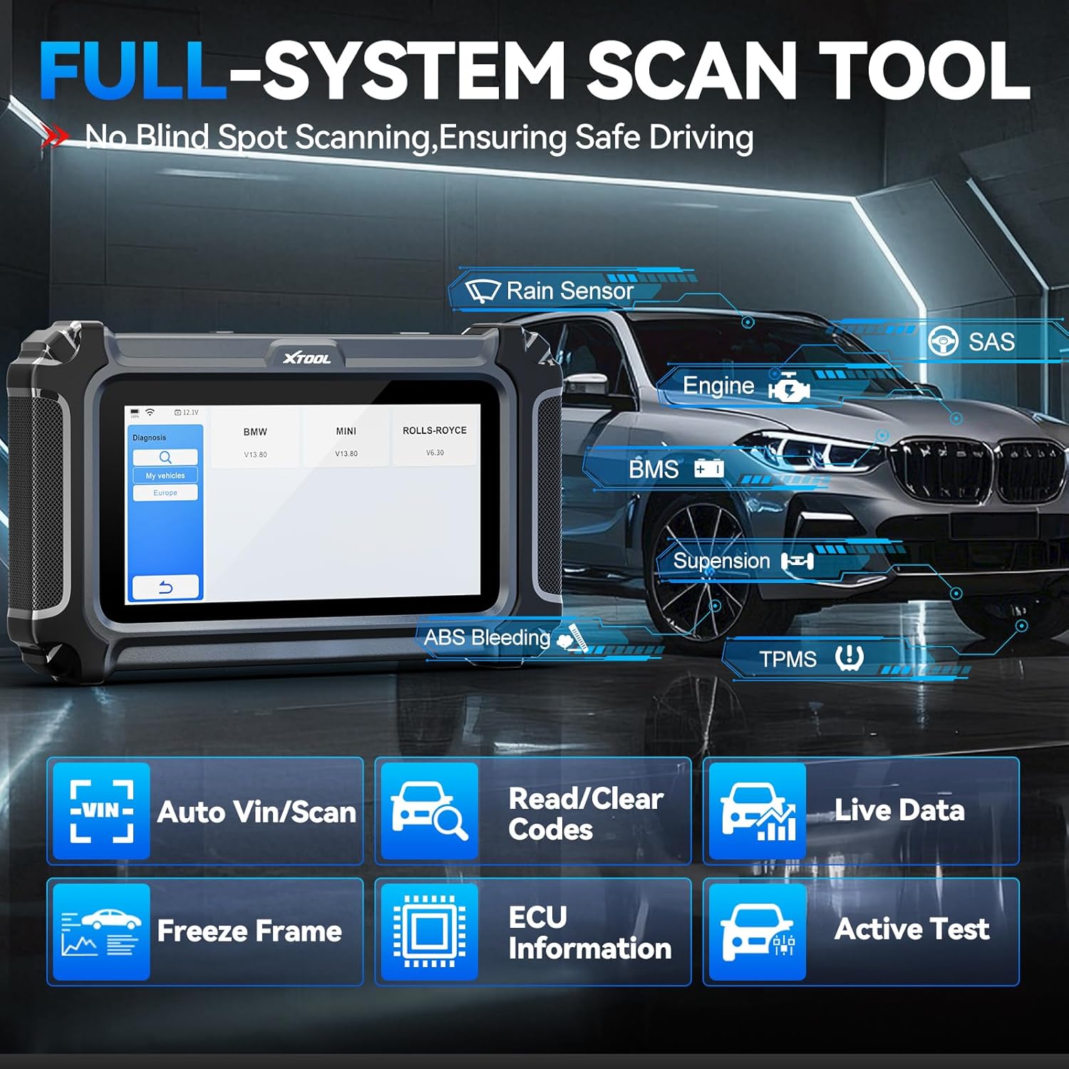Detalle de XTOOL IP500 OBD2 Scanner for BMW/Mini/RR – Bidirectional Diagnostics, Full System, 23+ Resets