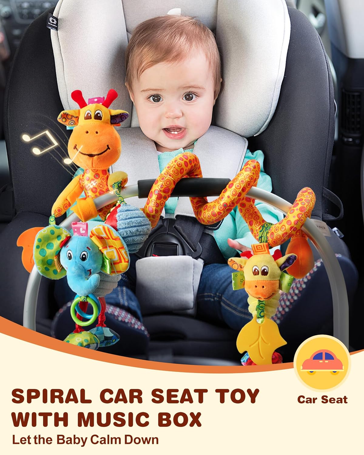 Thumbnail 2 de Jollybaby Crib Stroller Car Seat Toys (Spiral Hanging Sensory Toy with Music Box & Teether) for Baby 0–12 Months