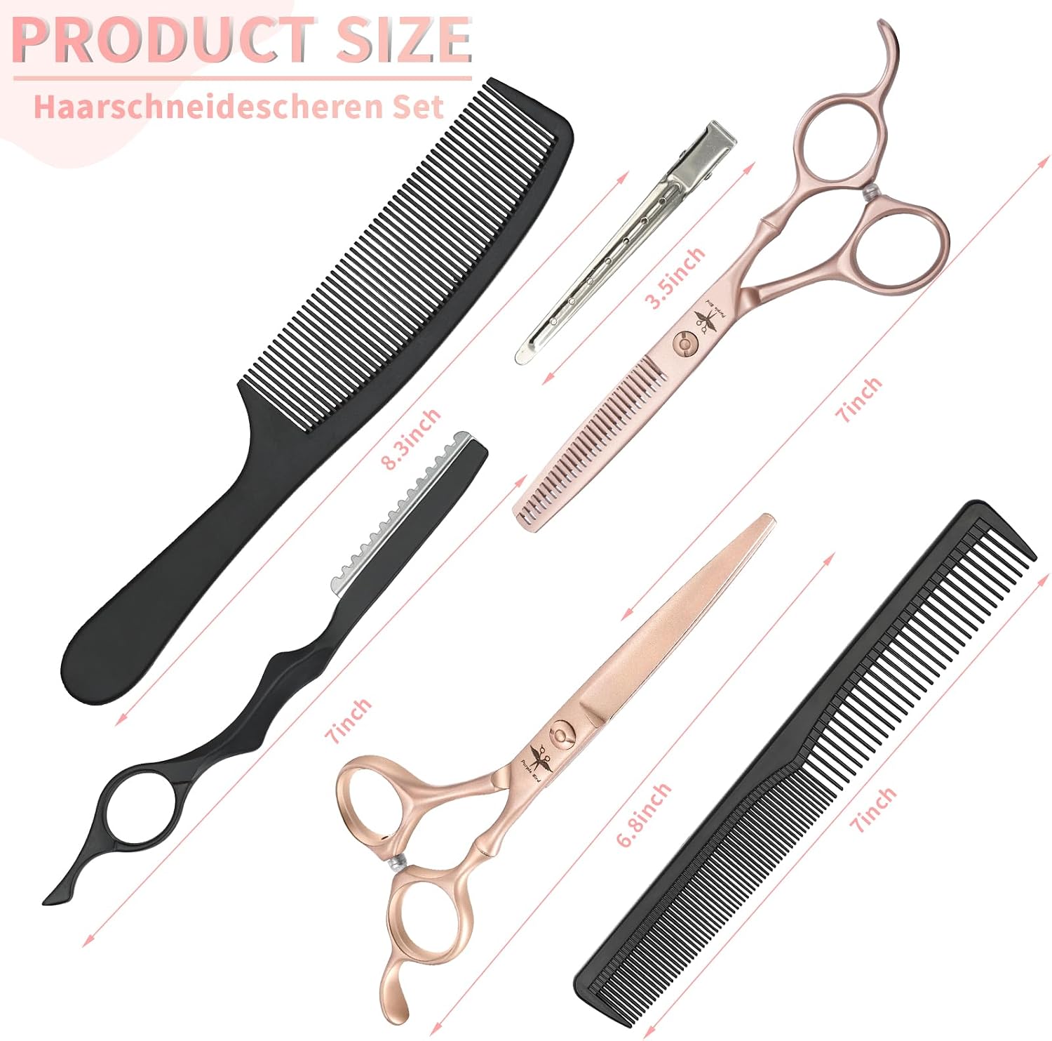 Detalle de Purple Bird Hair Cutting Kit: Professional Barber Shears Set with 10-Piece Accessories