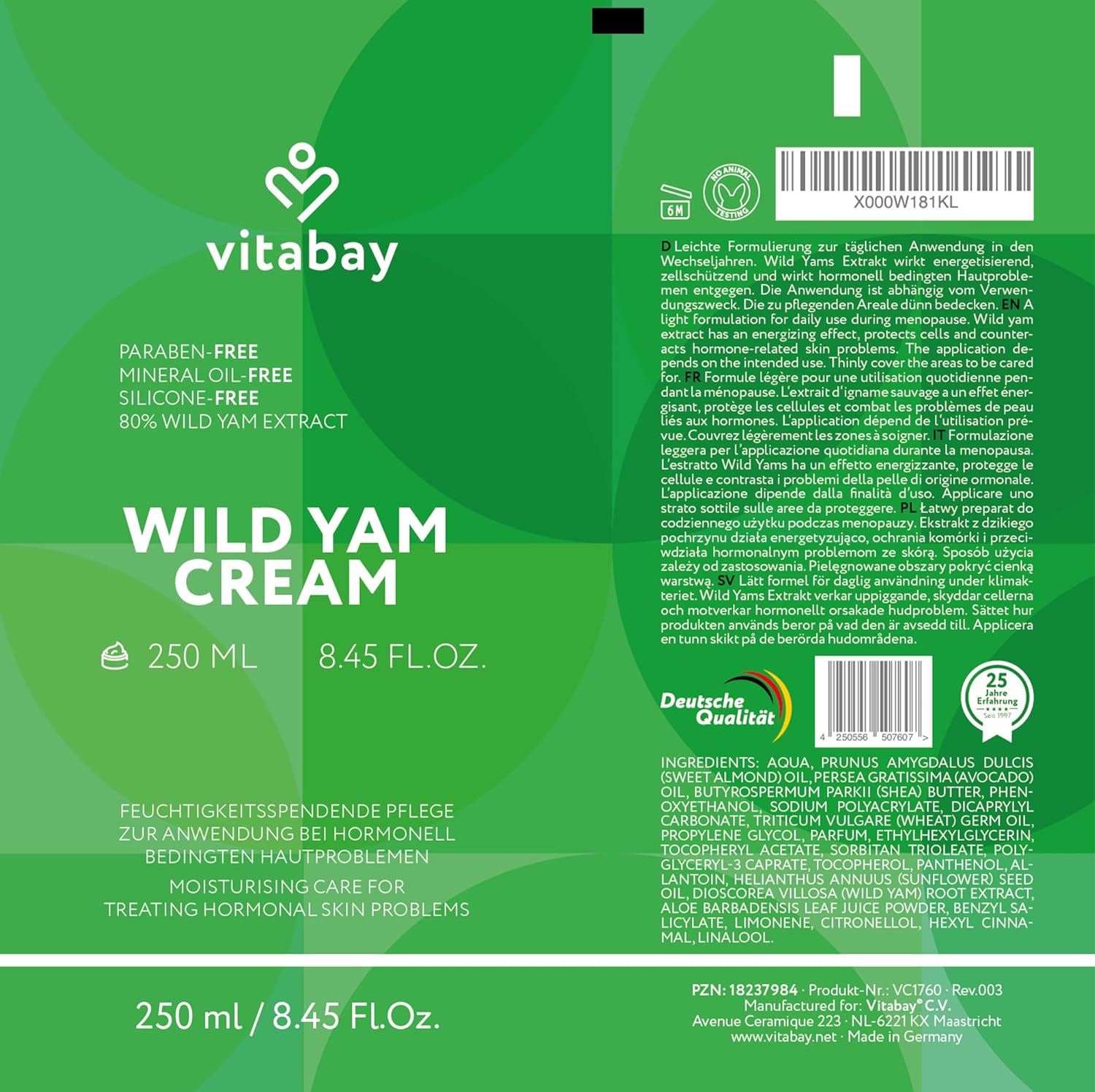 Thumbnail 6 de Vitabay Wild Yams Creme 250 ml – 80% Yamswurzel-Extrakt