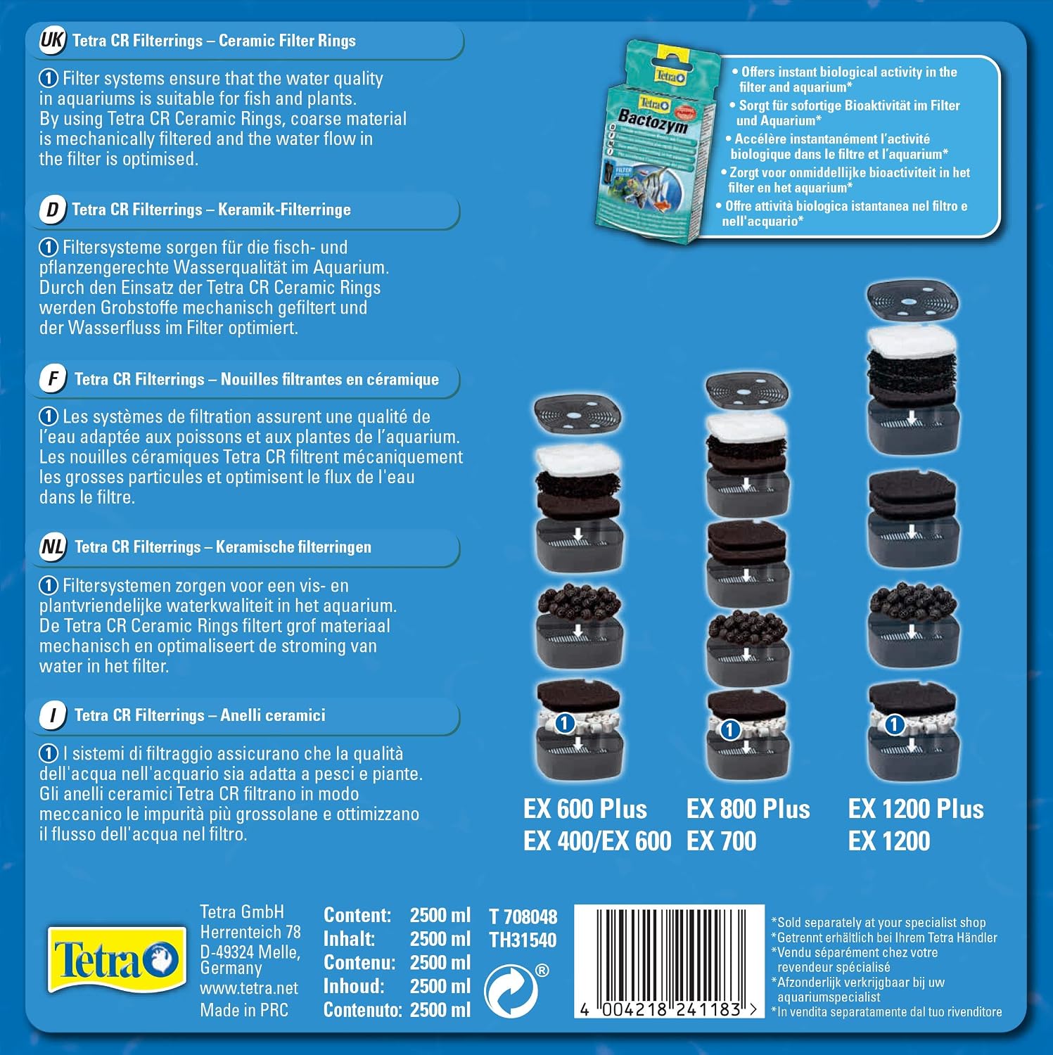 Detalle de Tetra 241183 CR Bagues de filtration en céramique 2500 ml – pour filtres externes Tetra EX